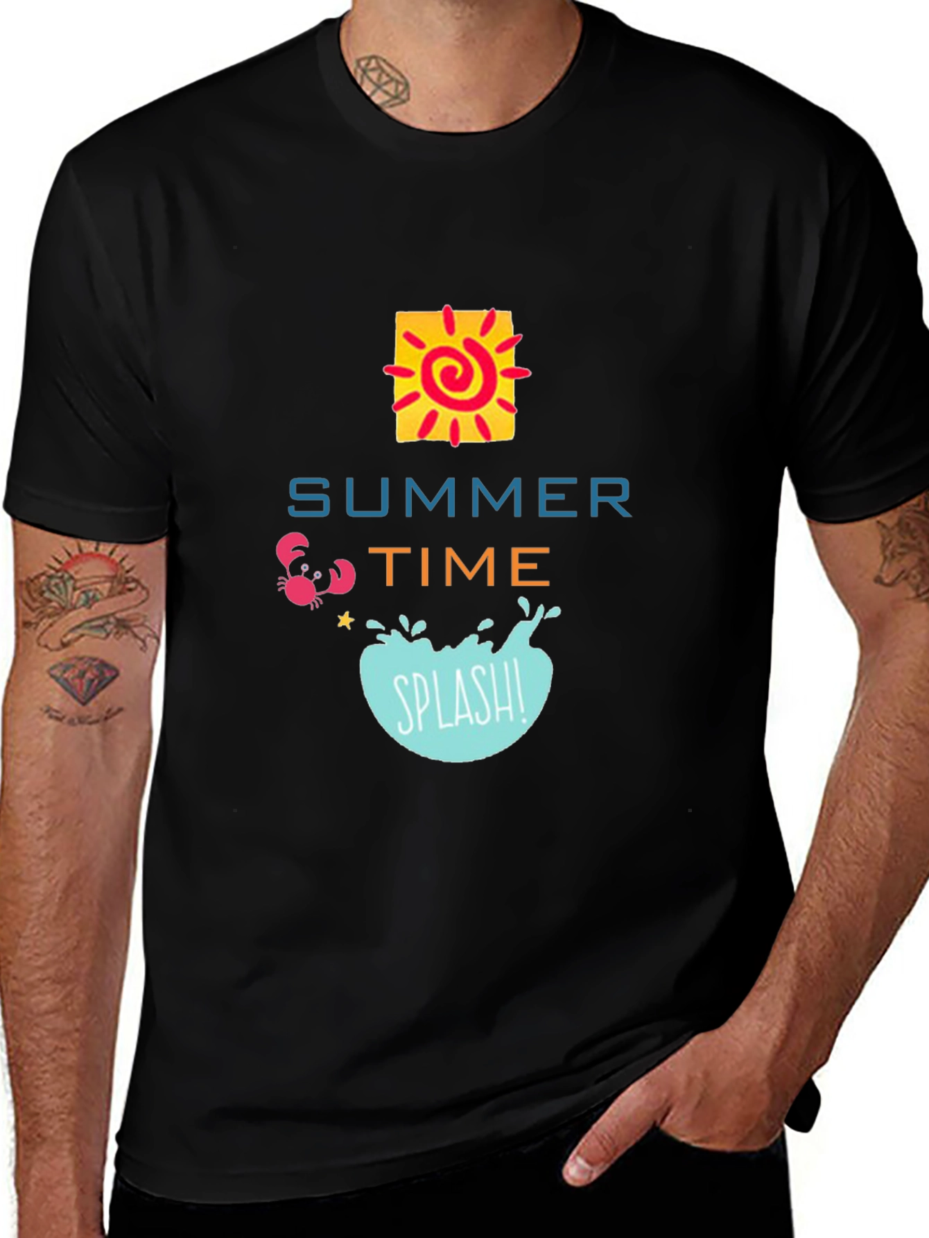 Summer Time Graphic Black T-Shirt