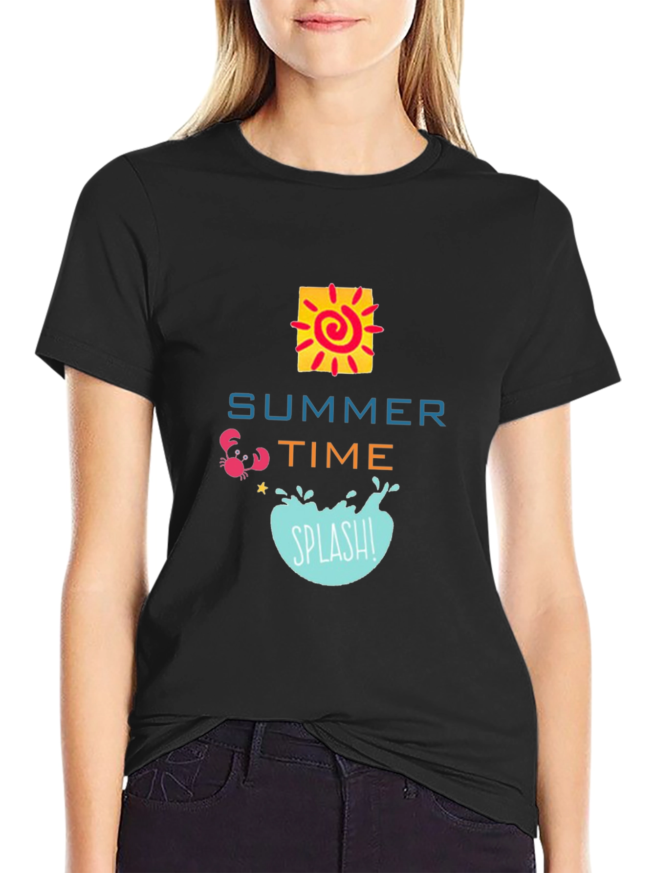 Summer Time Graphic Black T-Shirt