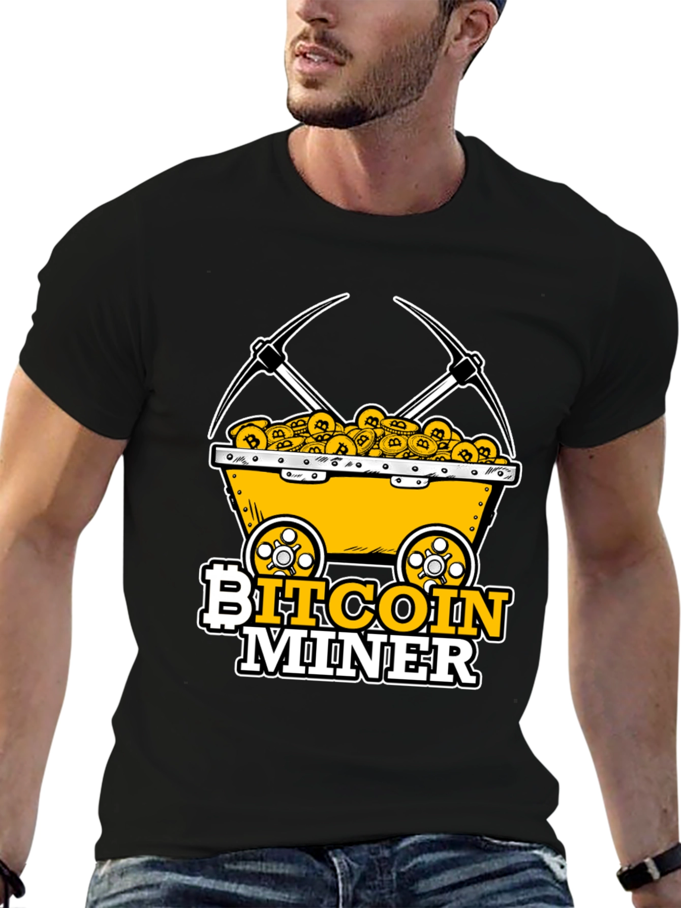 Bitcoin Miner T-Shirt - Crypto Mining Cart Design