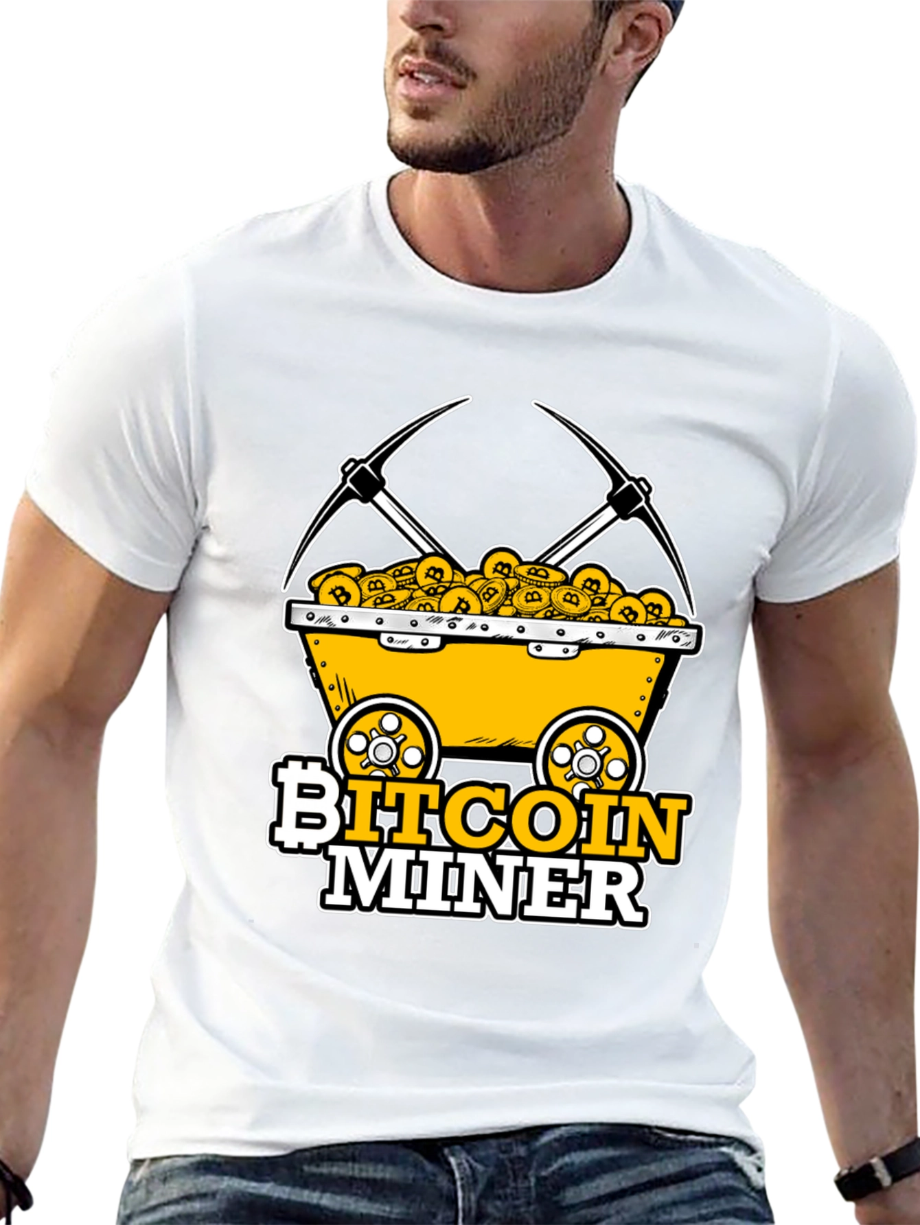 Bitcoin Miner T-Shirt - Crypto Mining Cart Design