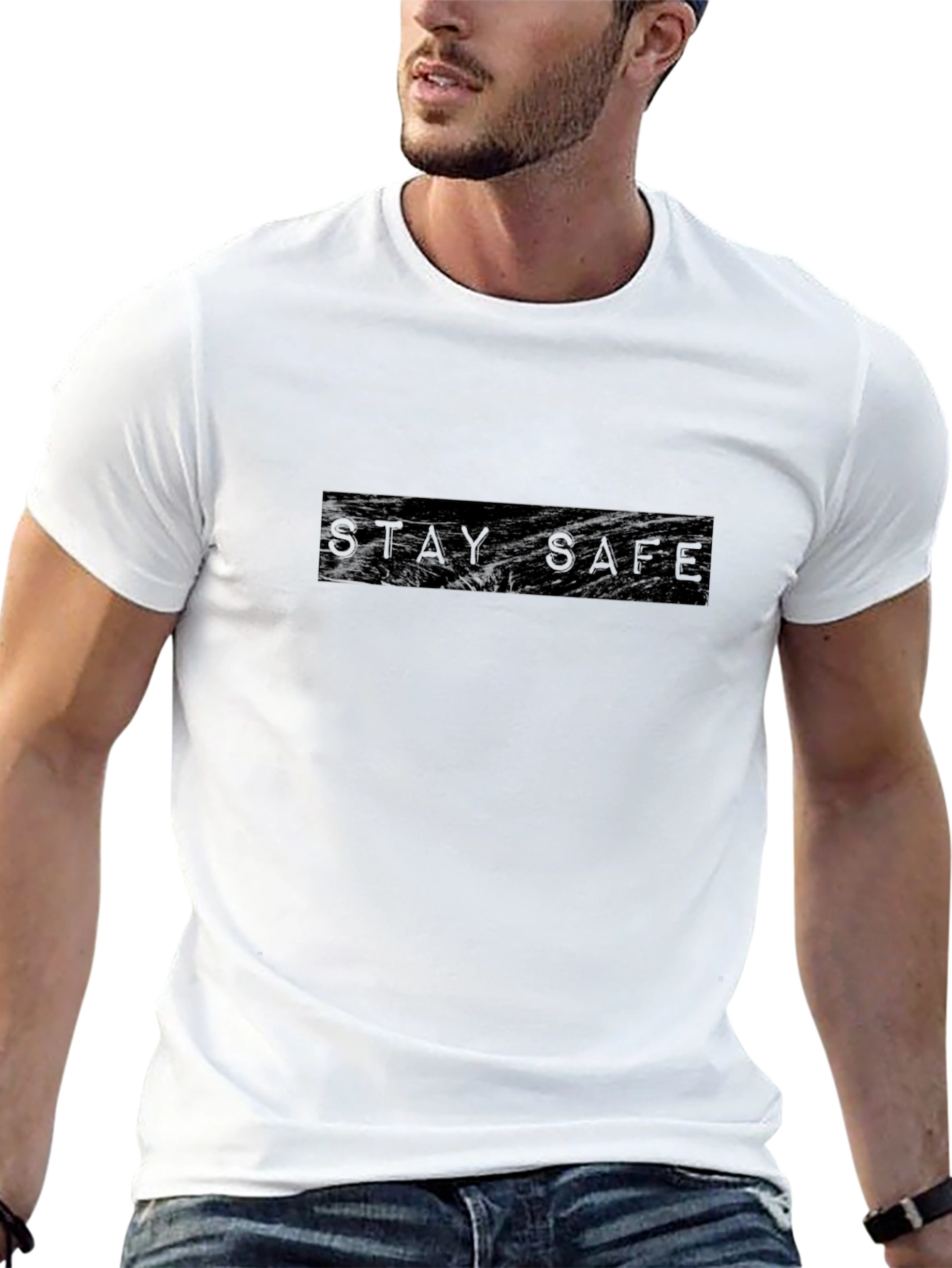 Stay Safe Black Graphic T-Shirt