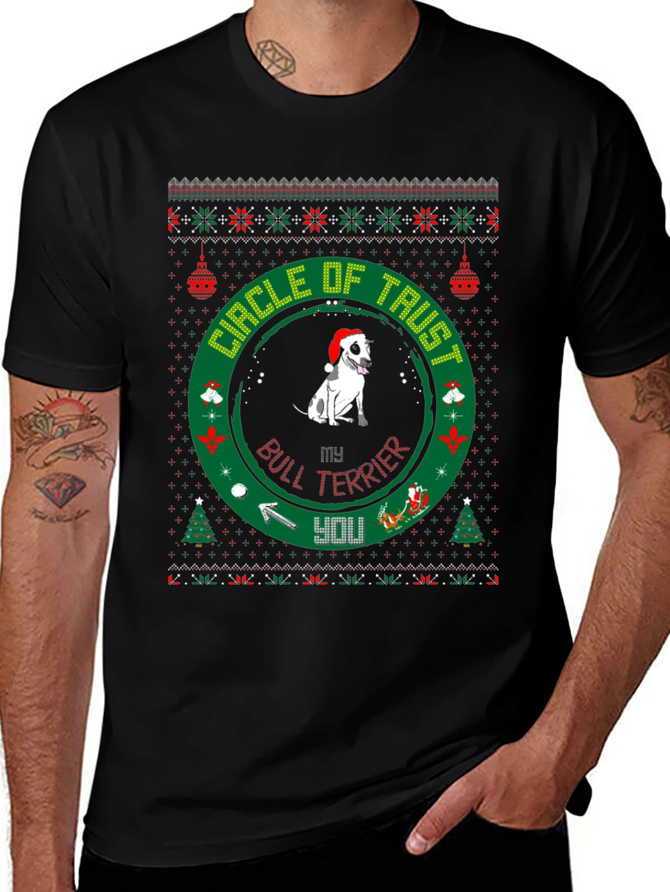 Bull Terrier Christmas Circle of Trust T-Shirt