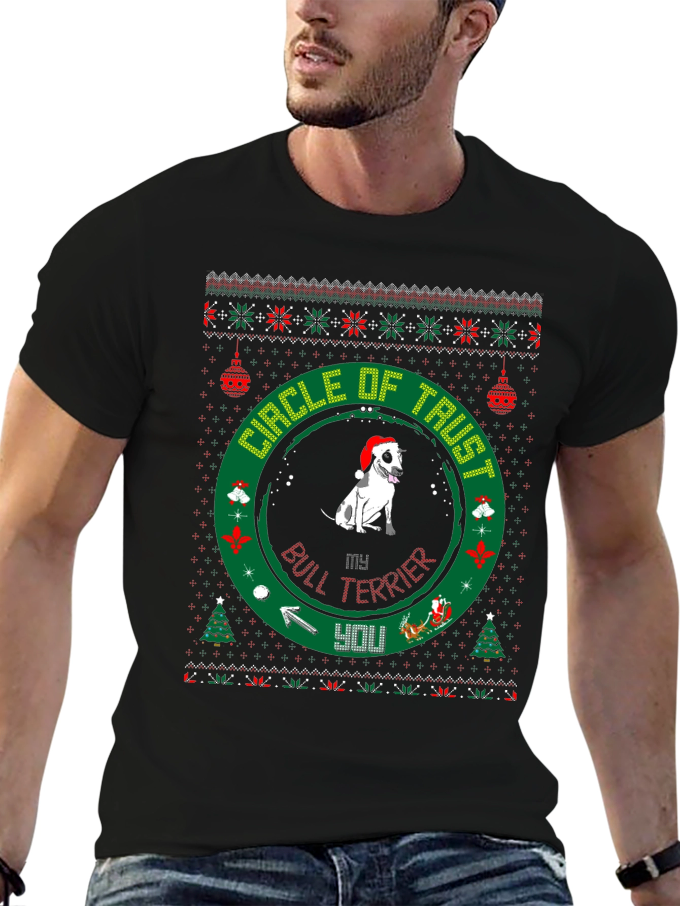 Bull Terrier Christmas Circle of Trust T-Shirt