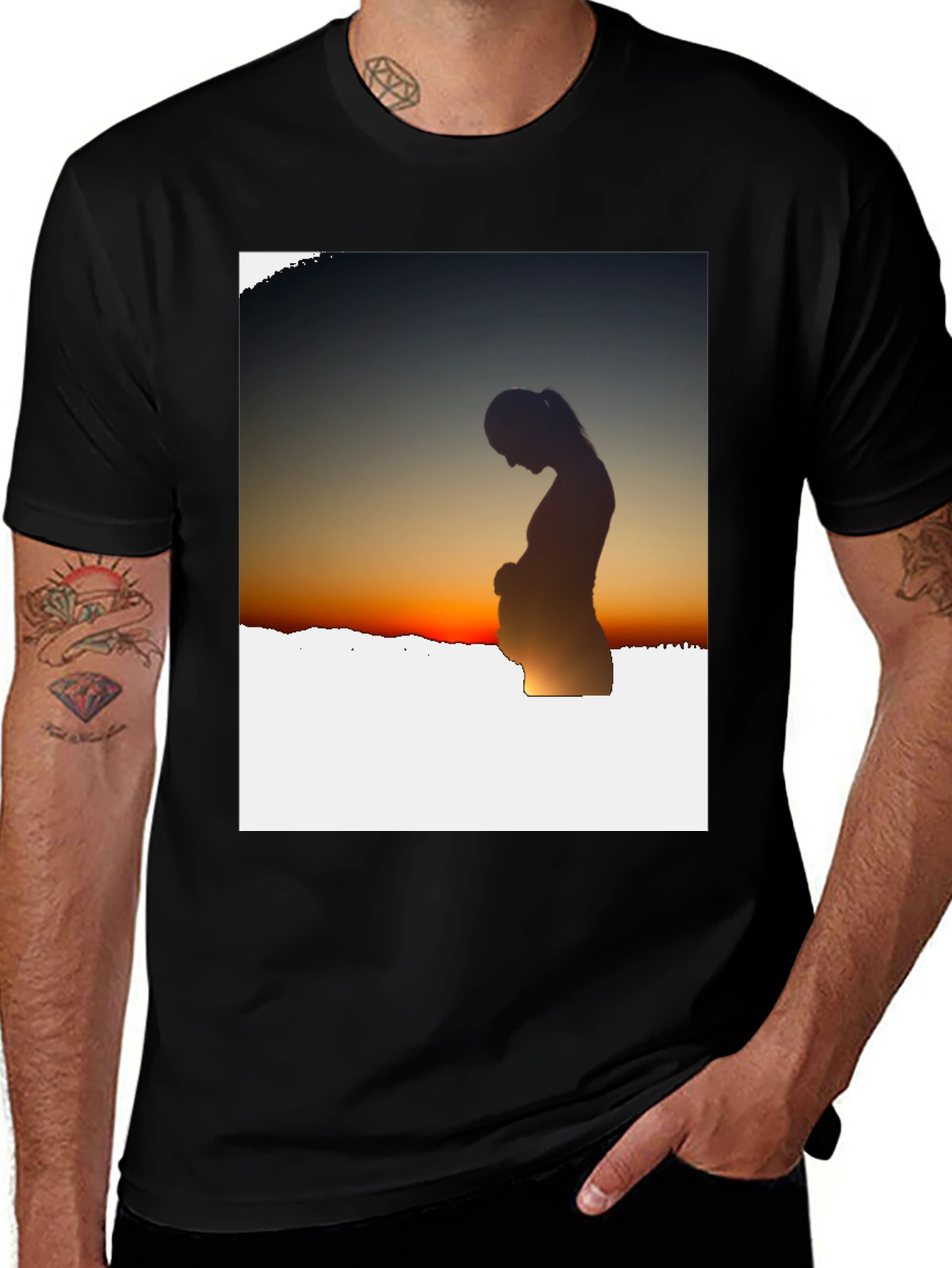 Silhouette Sunset Pregnancy T-Shirt