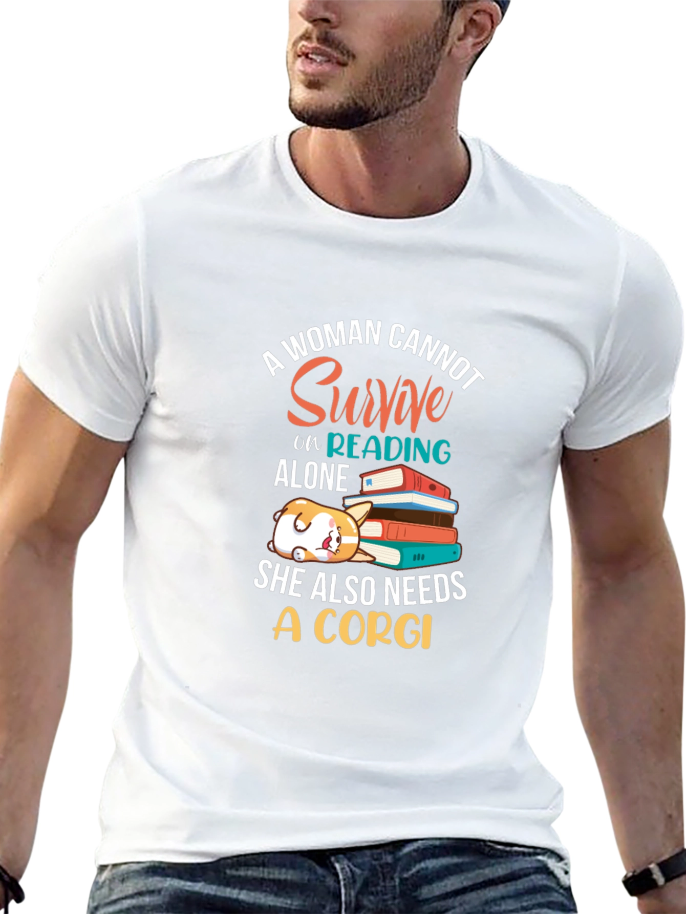 Corgi and Books Womens Graphic Tee