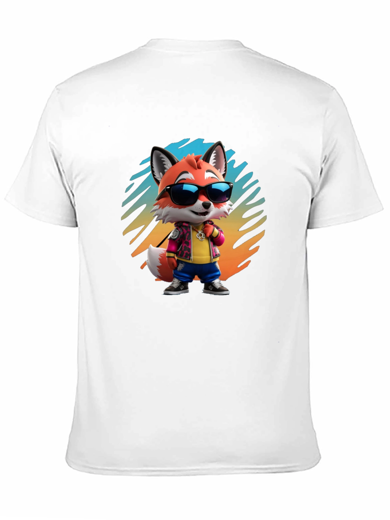 Cool Cartoon Fox T-Shirt - Black Cotton Tee