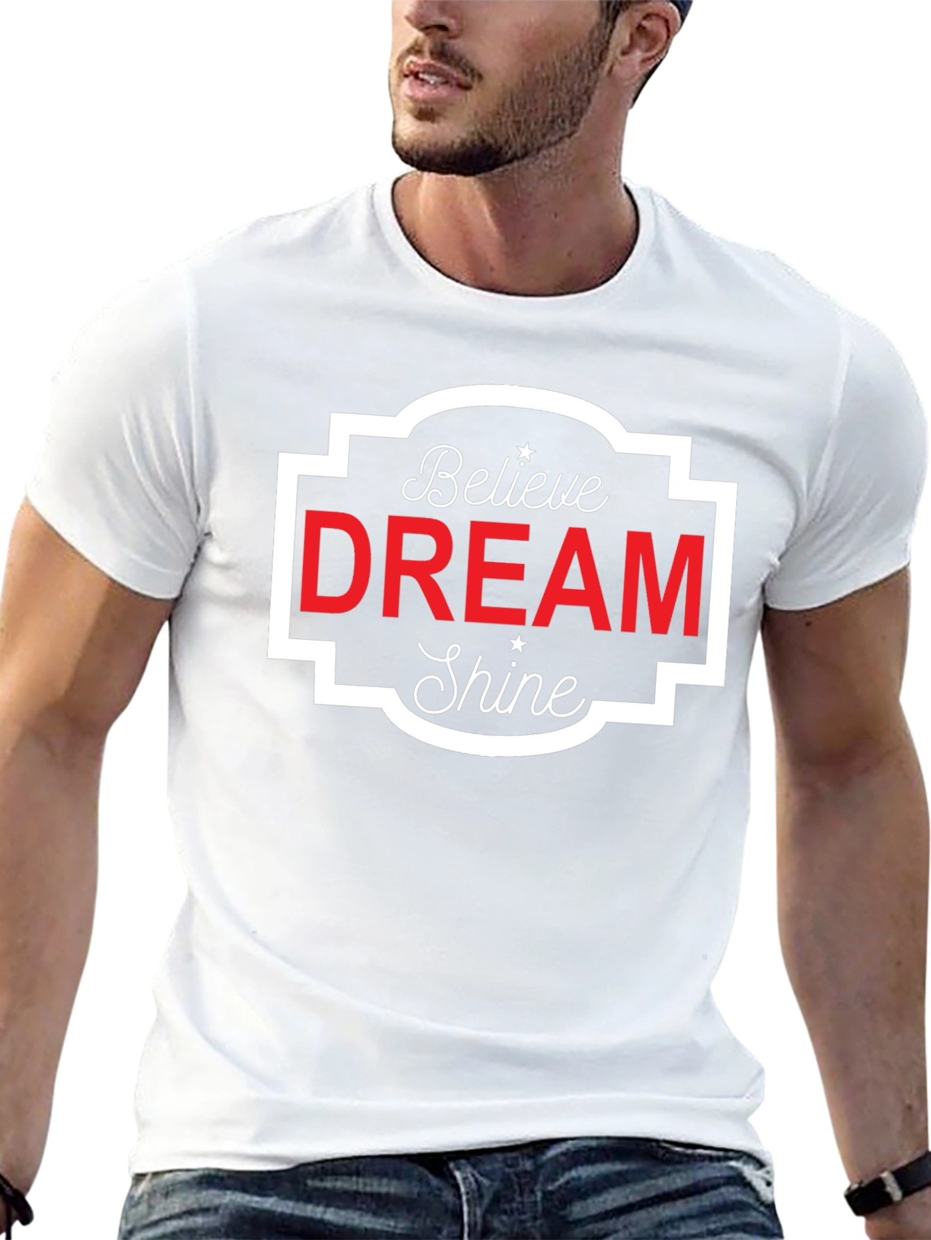 Believe Dream Shine Graphic Tee - Black Cotton T-Shirt