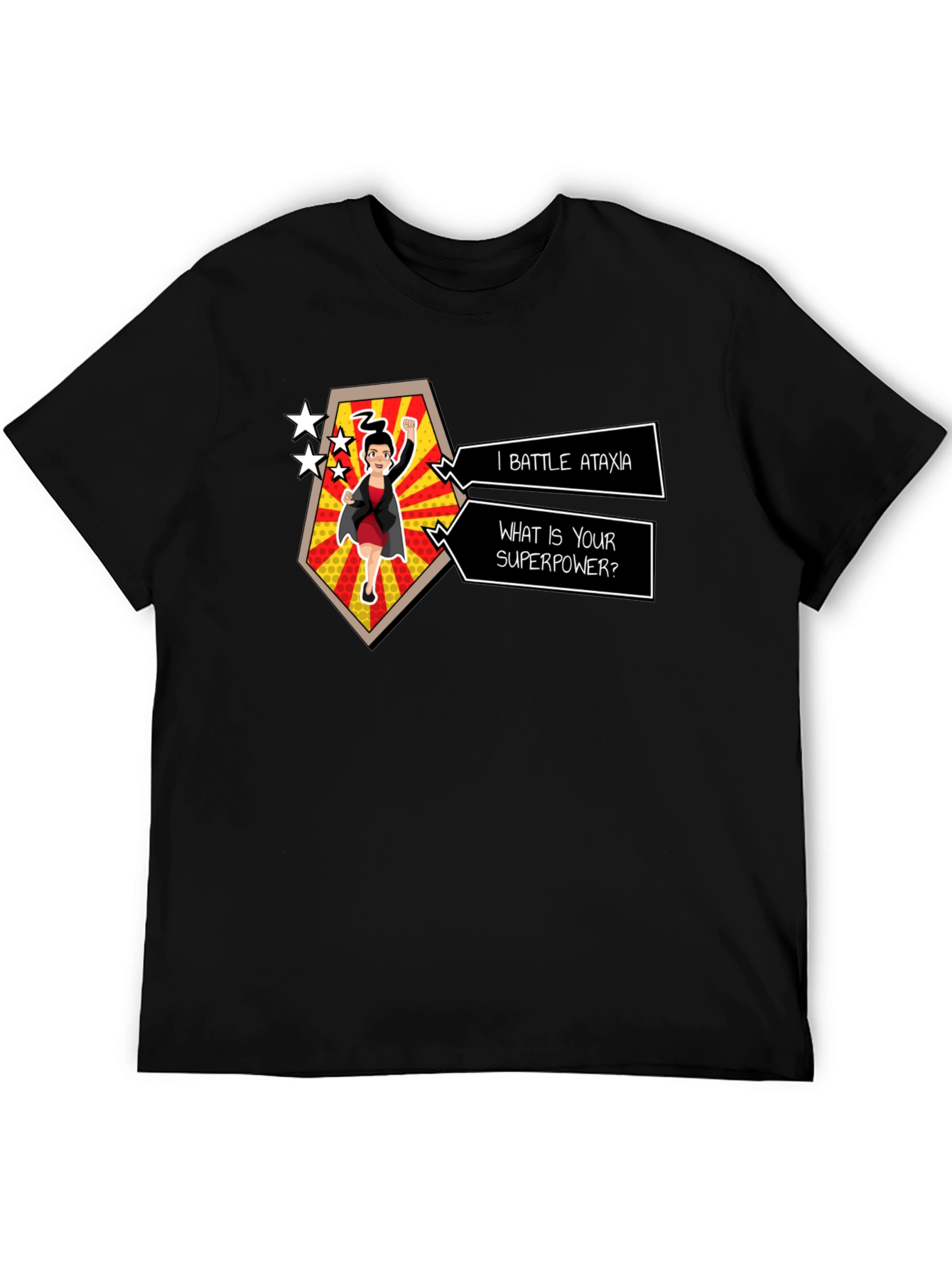 Ataxia Superpower Graphic Tee - Black Cotton T-Shirt