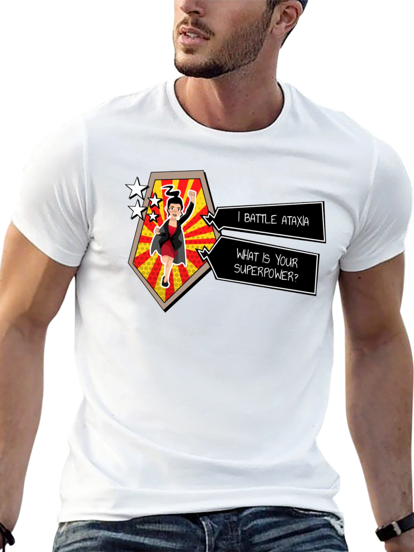 Ataxia Superpower Graphic Tee - Black Cotton T-Shirt