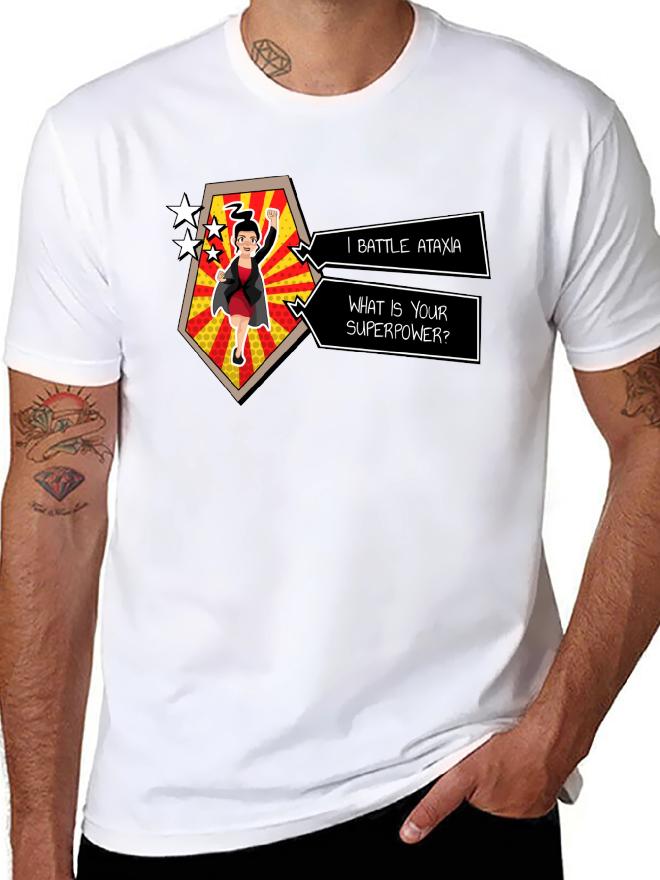 Ataxia Superpower Graphic Tee - Black Cotton T-Shirt