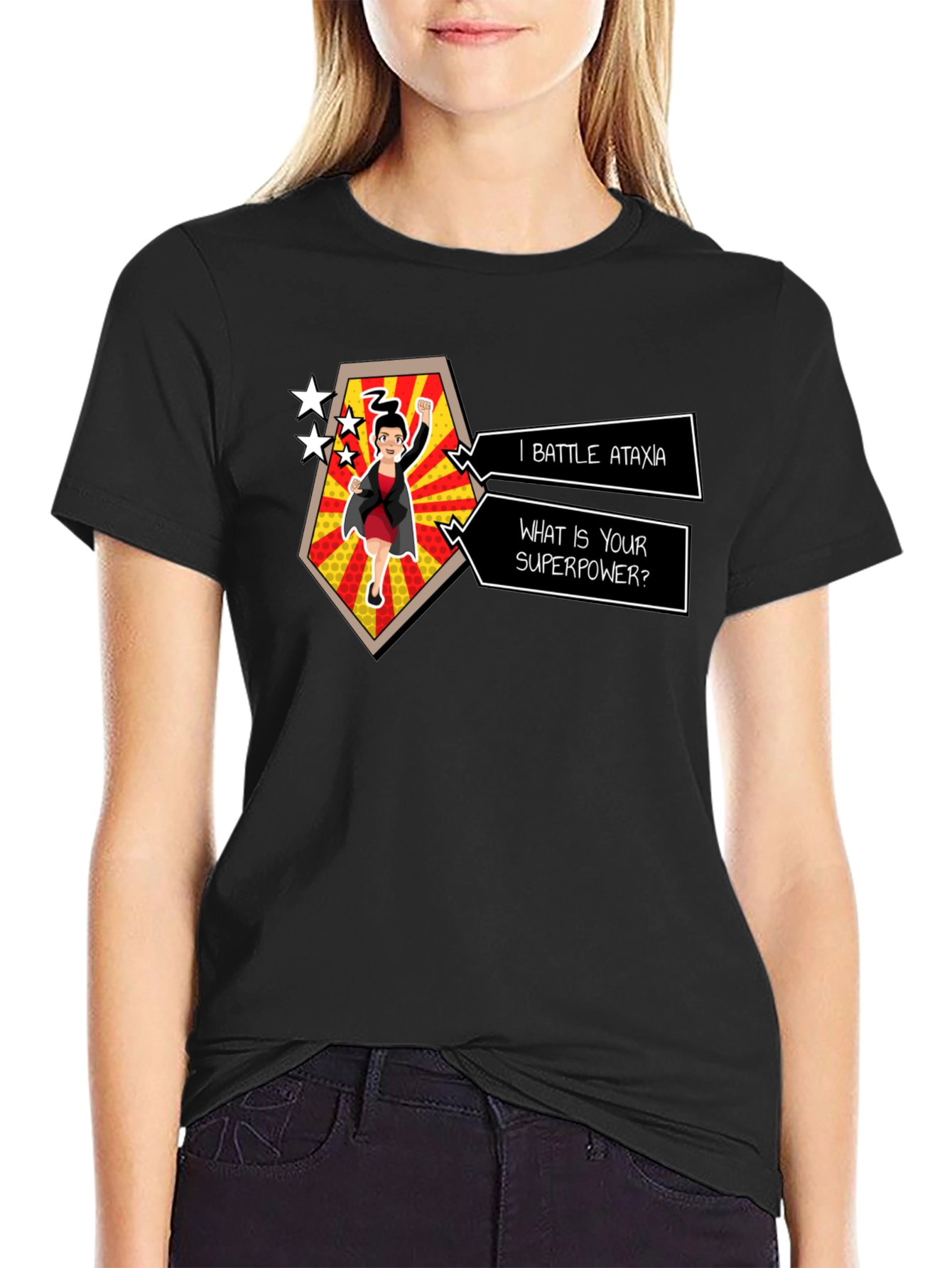 Ataxia Superpower Graphic Tee - Black Cotton T-Shirt
