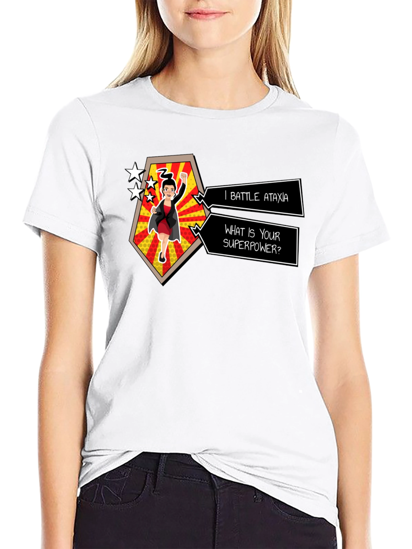 Ataxia Superpower Graphic Tee - Black Cotton T-Shirt