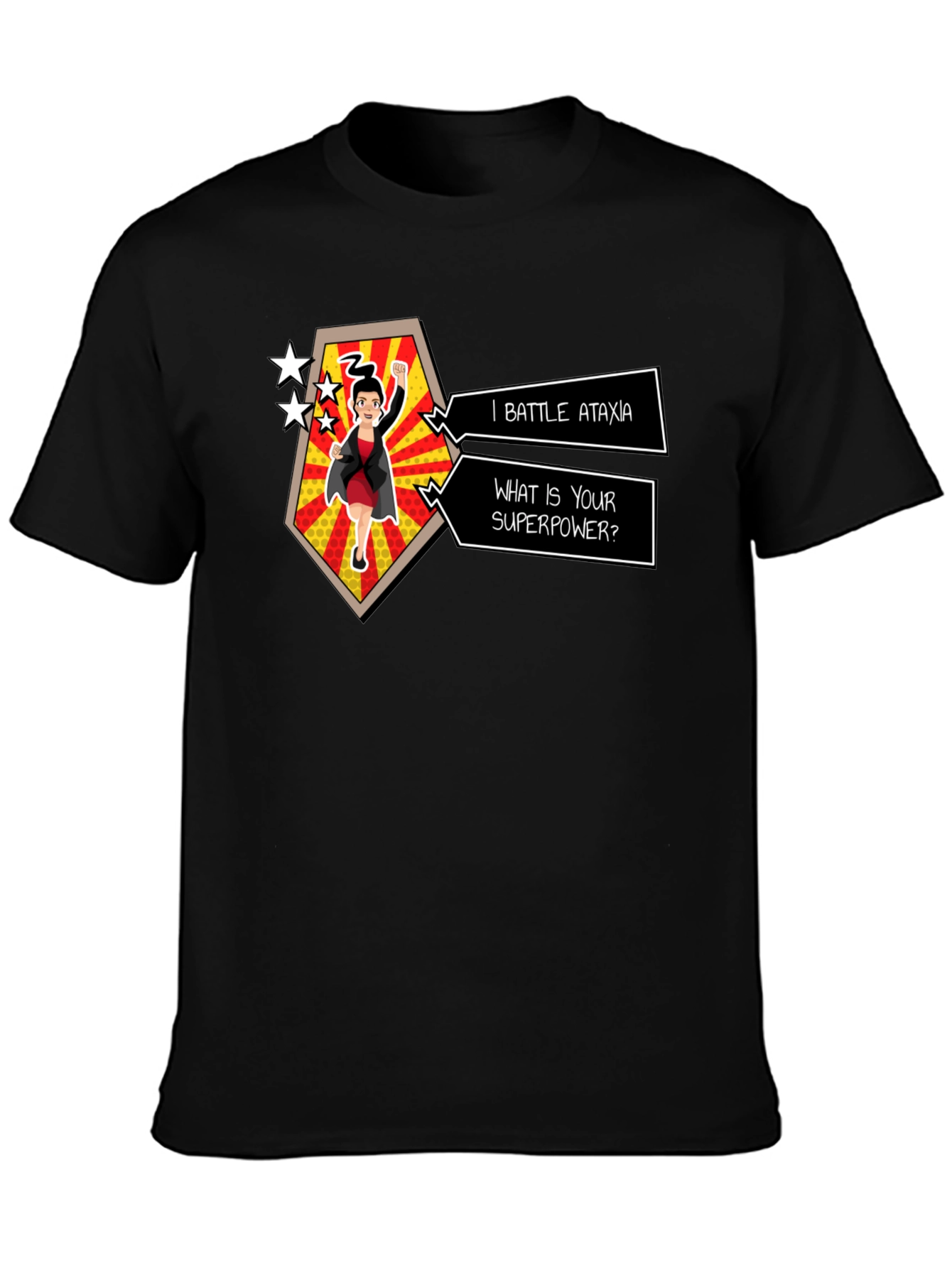 Ataxia Superpower Graphic Tee - Black Cotton T-Shirt