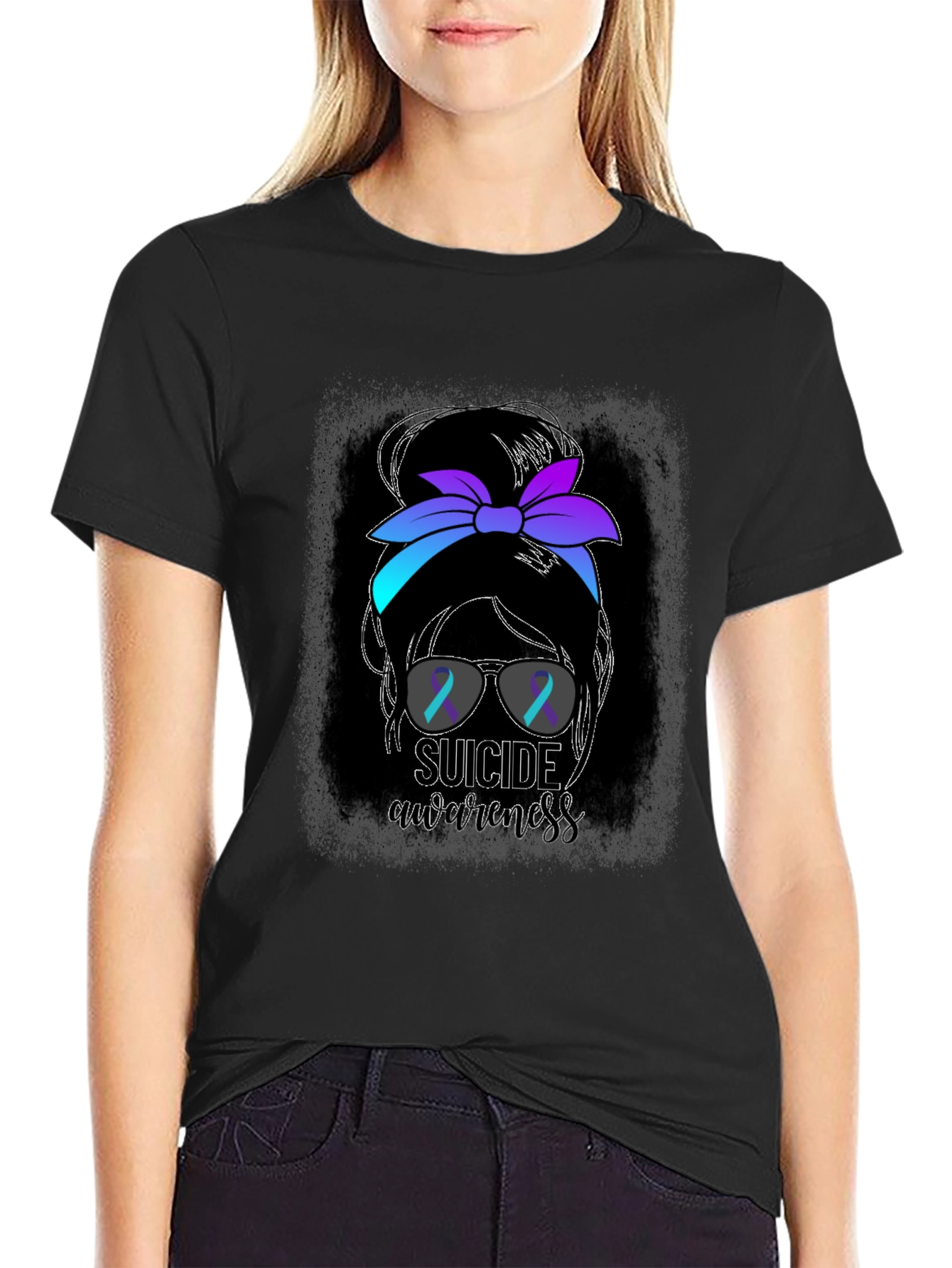 Suicide Awareness Messy Bun Graphic Tee