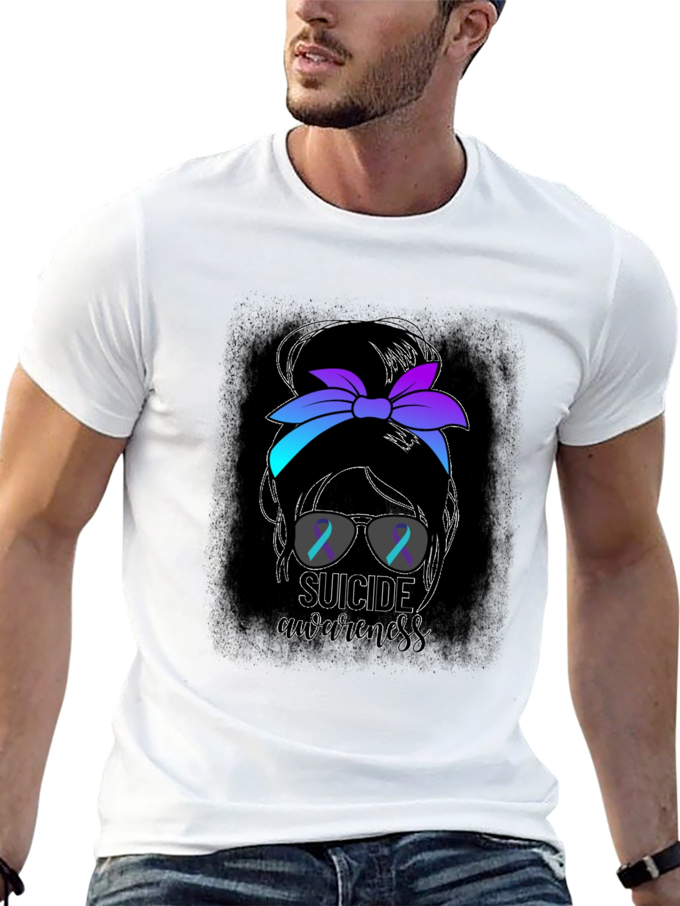 Suicide Awareness Messy Bun Graphic Tee