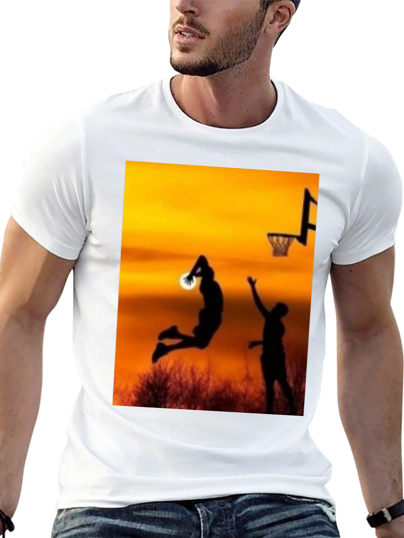 Sunset Basketball Silhouette Graphic Tee