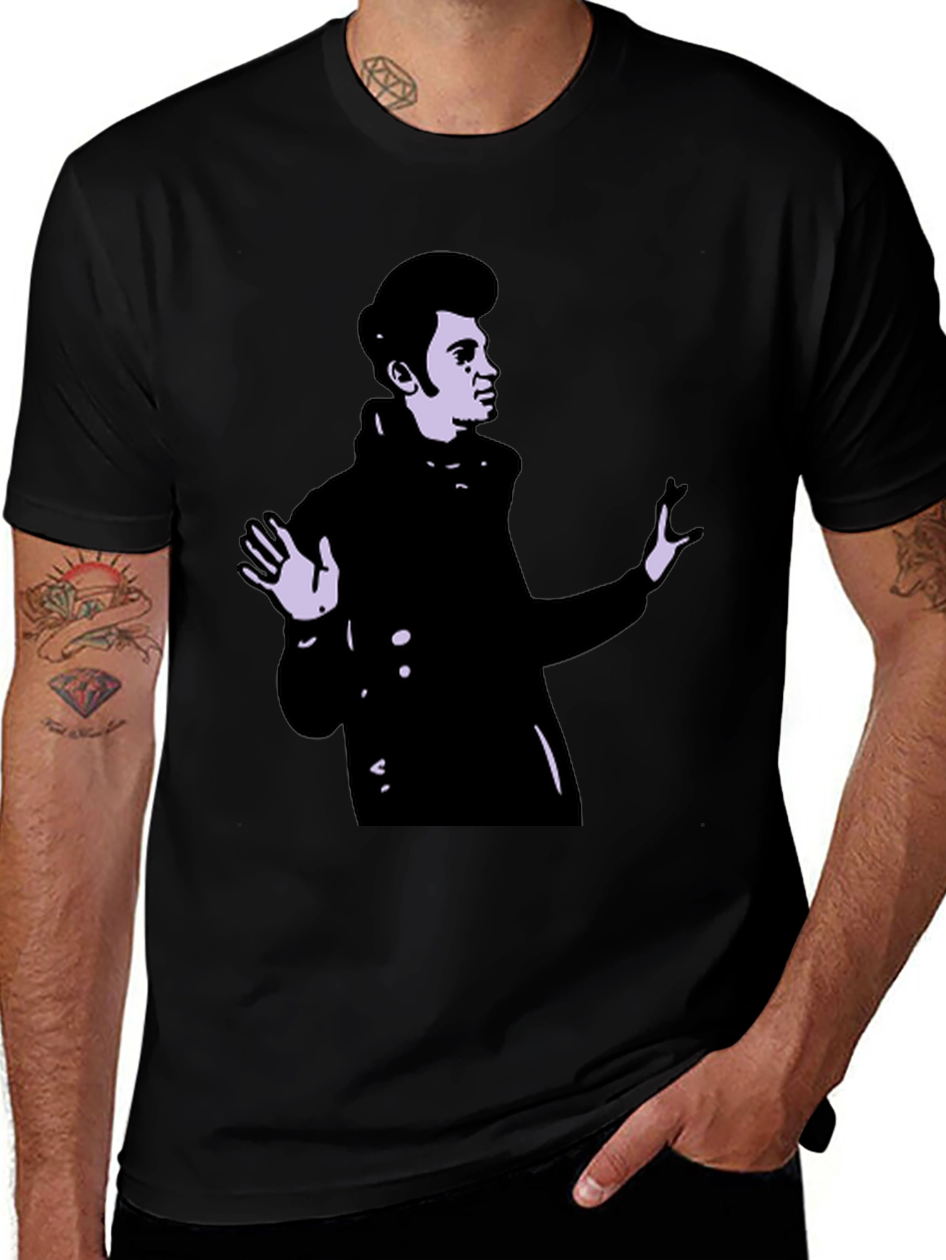 Retro Style Portrait Graphic Black T-Shirt