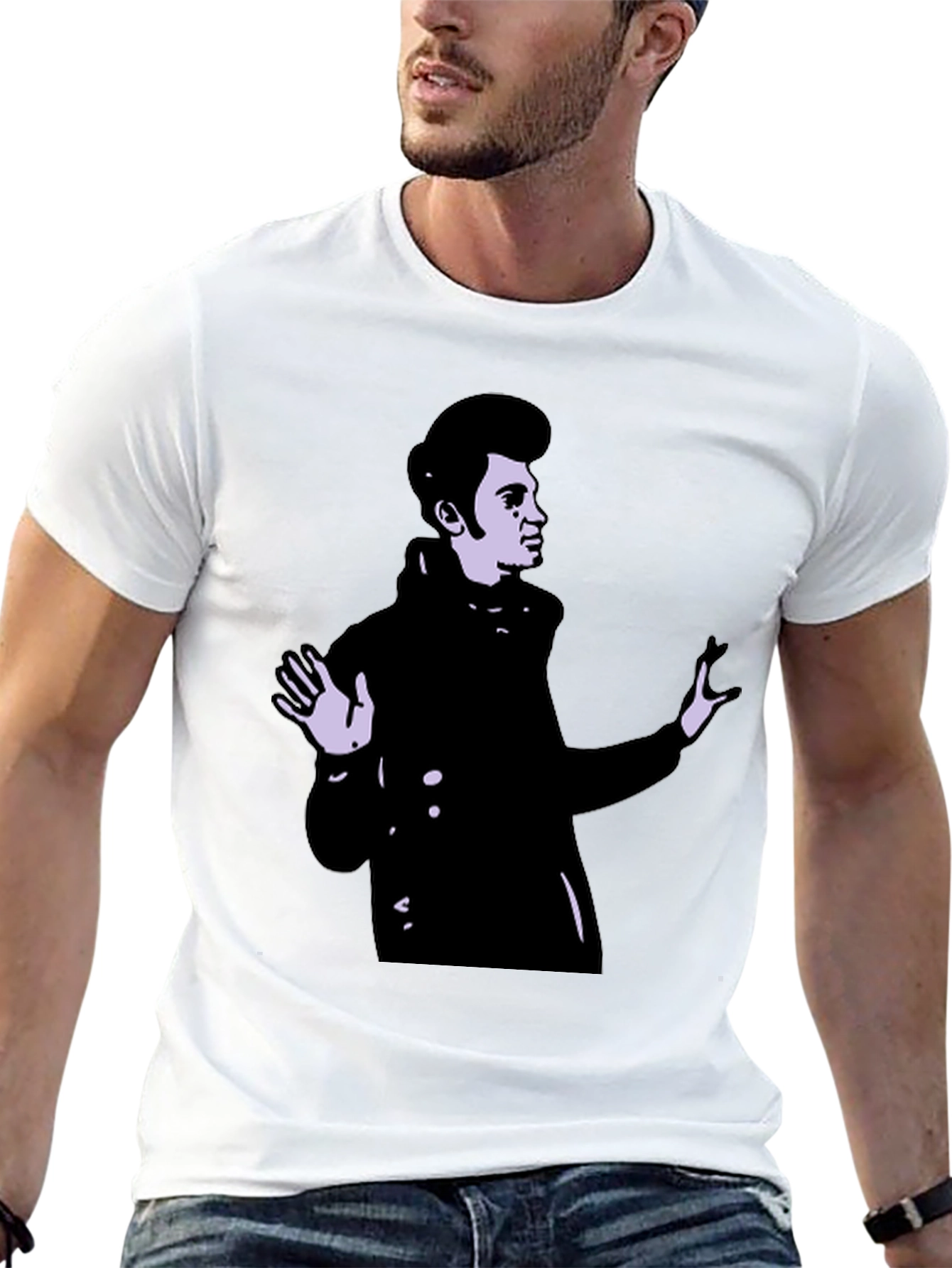 Retro Style Portrait Graphic Black T-Shirt