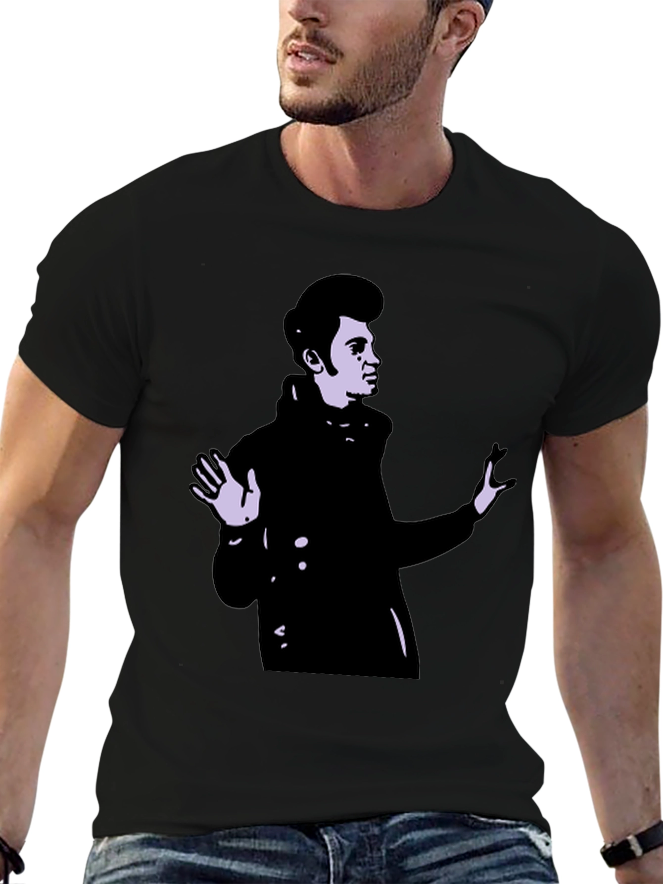 Retro Style Portrait Graphic Black T-Shirt