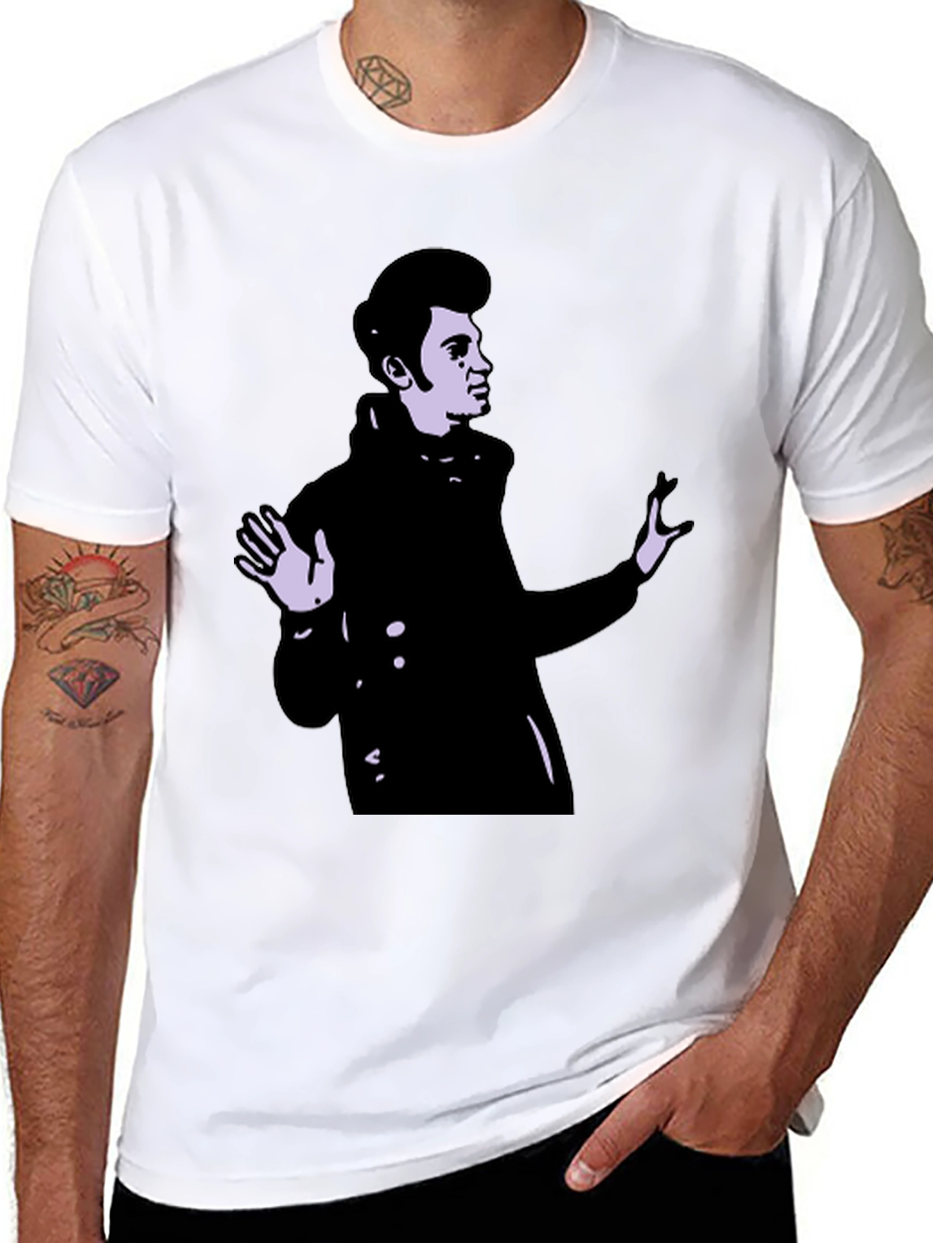 Retro Style Portrait Graphic Black T-Shirt