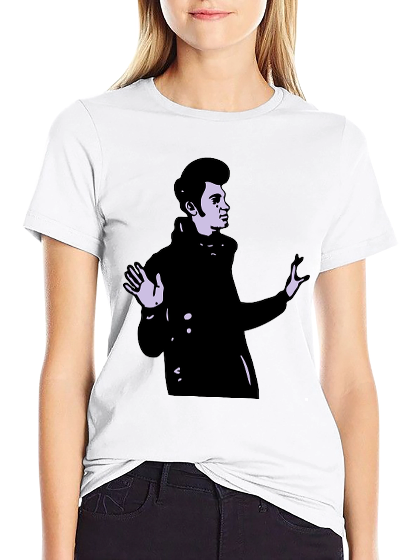 Retro Style Portrait Graphic Black T-Shirt