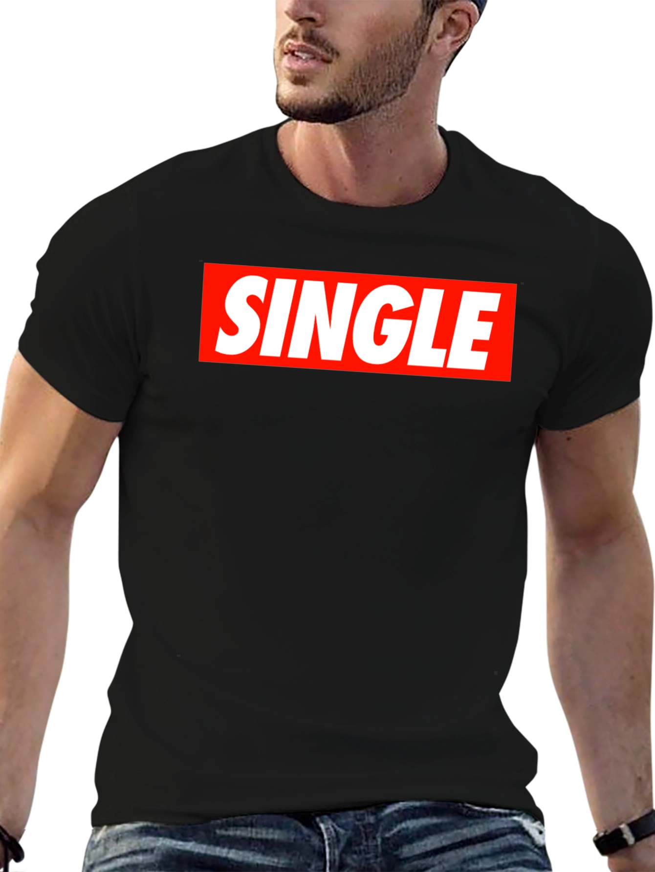 Single Red Box Black T-Shirt