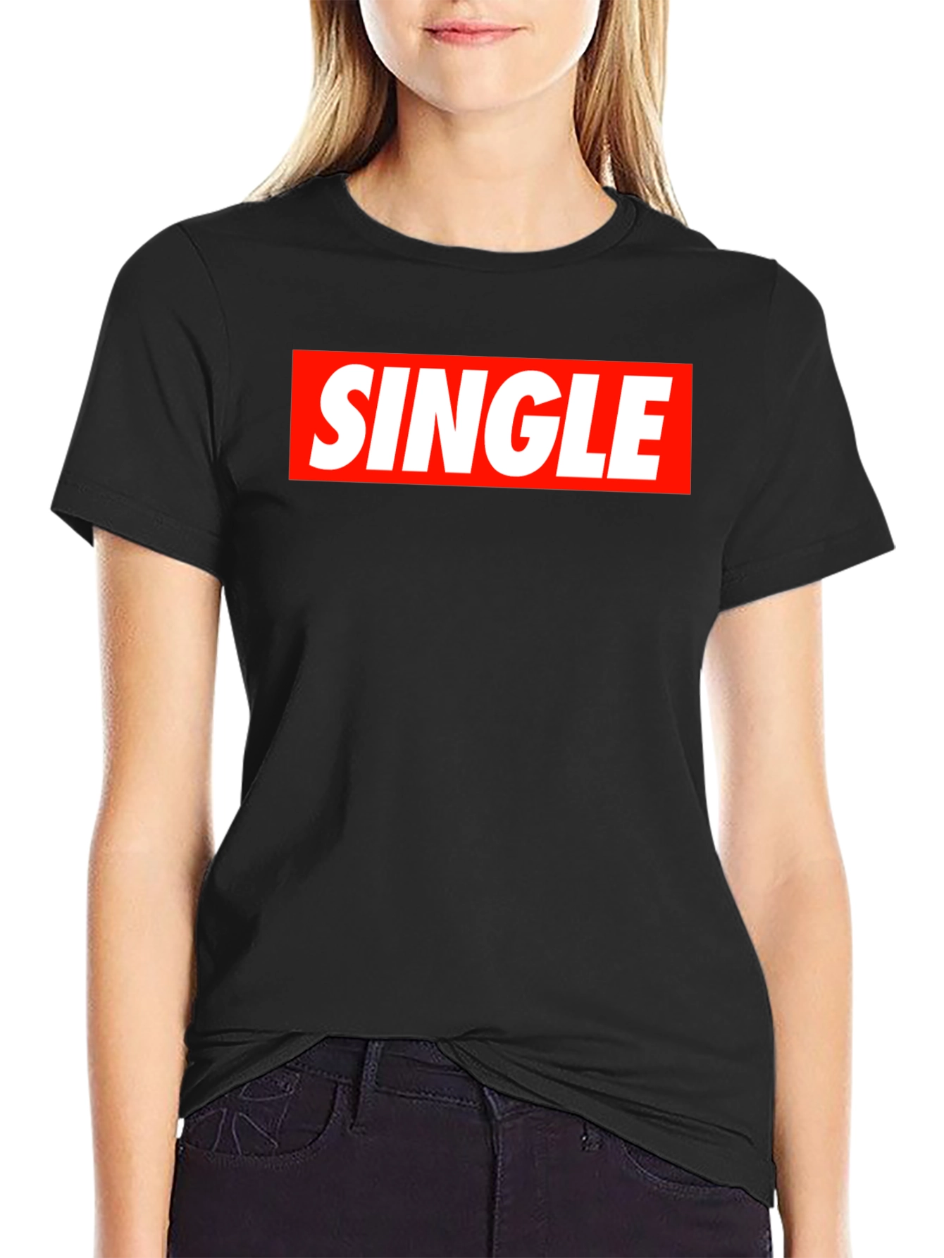 Single Red Box Black T-Shirt