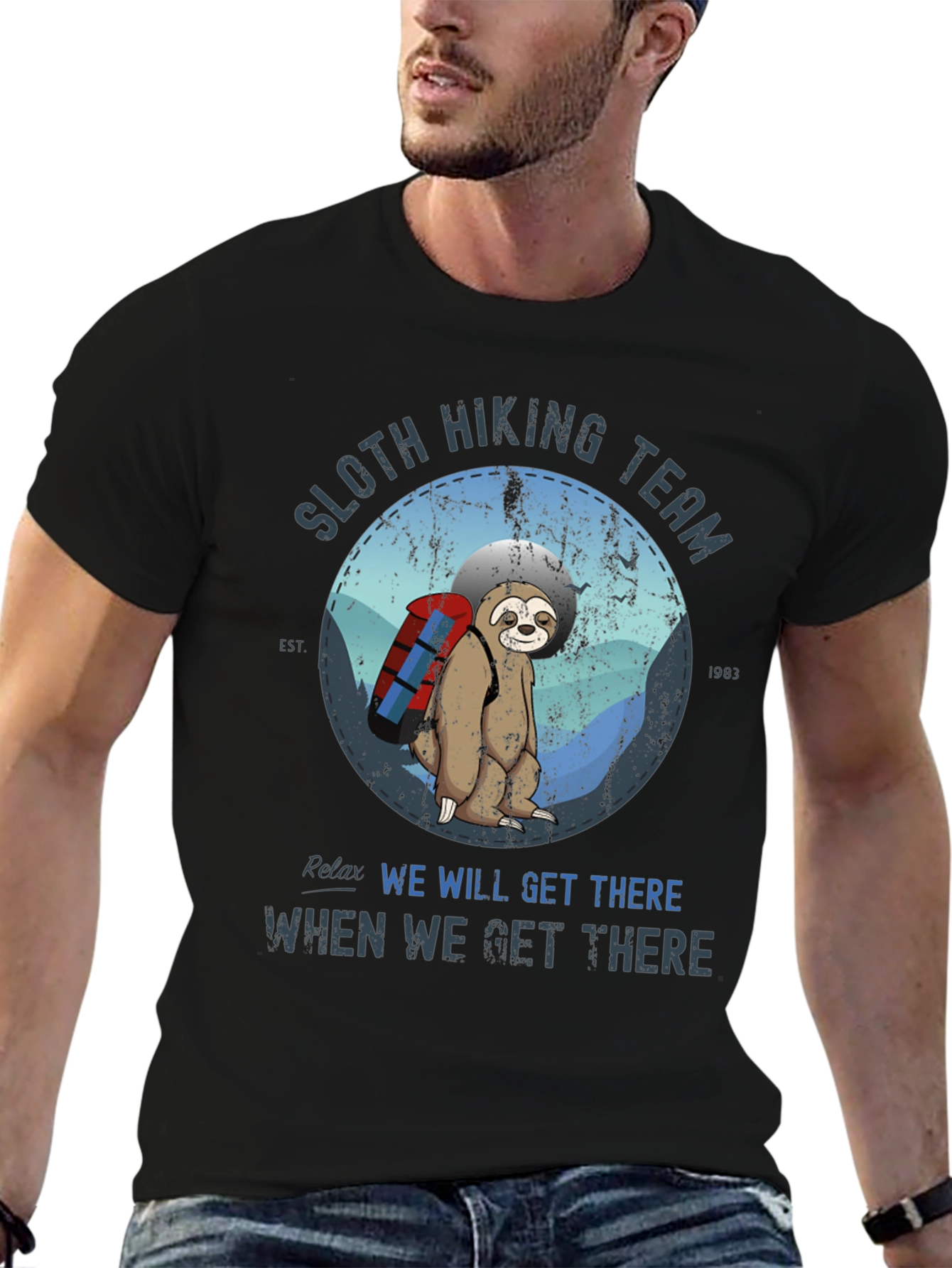 Sloth Hiking Team T-Shirt - Relaxed Hiking Apparel