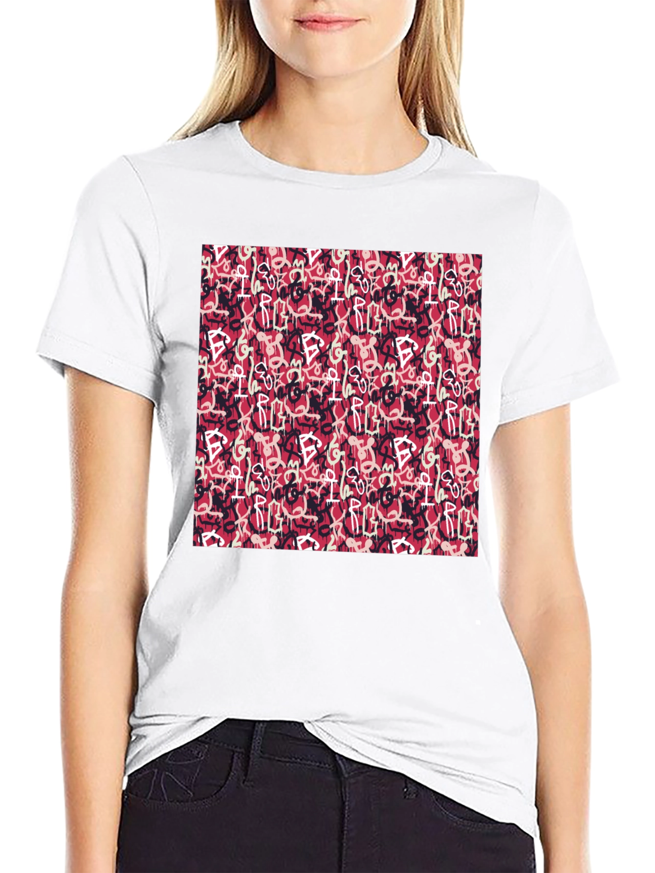 Abstract Graffiti Print Black T-Shirt