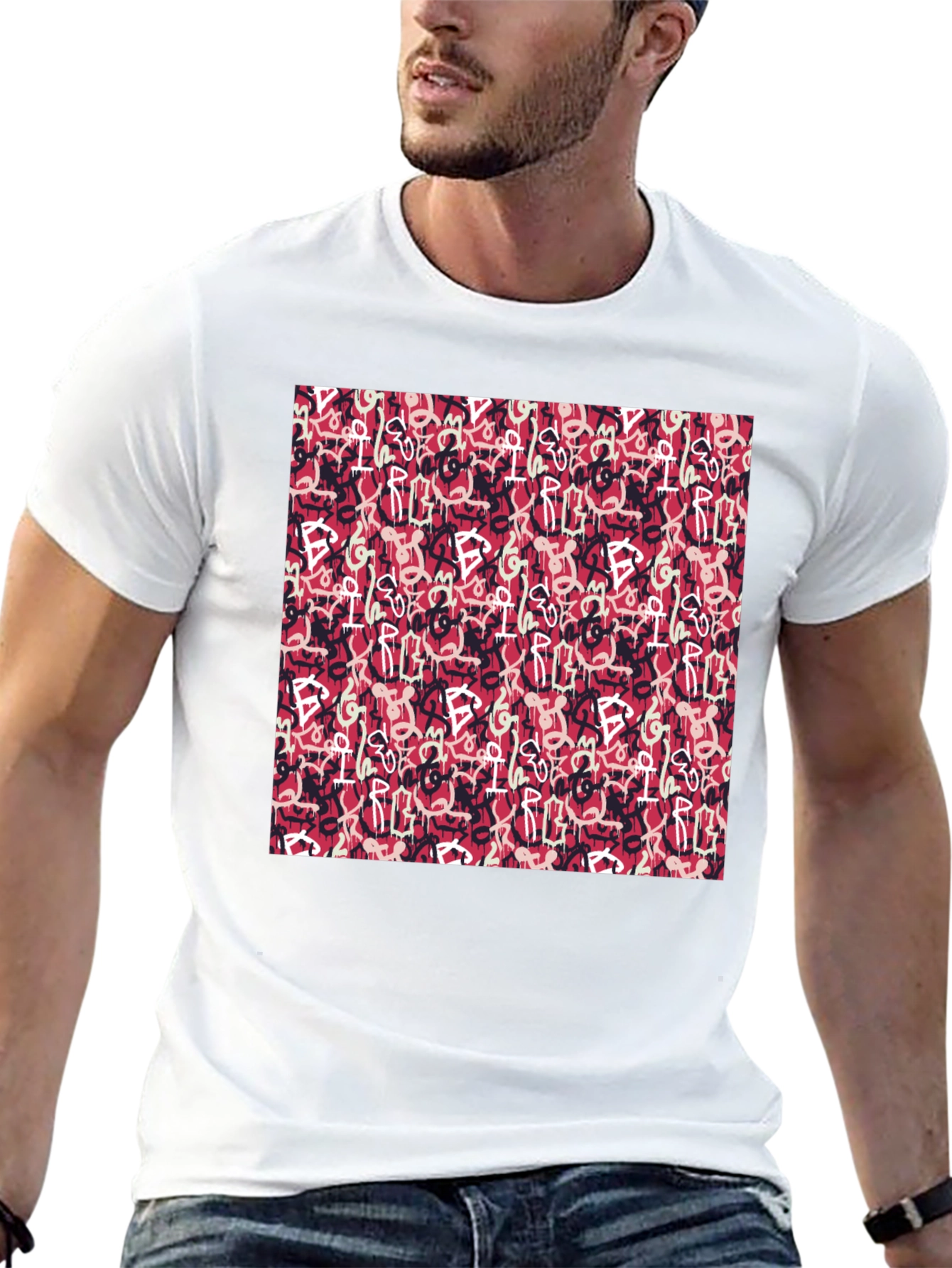 Abstract Graffiti Print Black T-Shirt