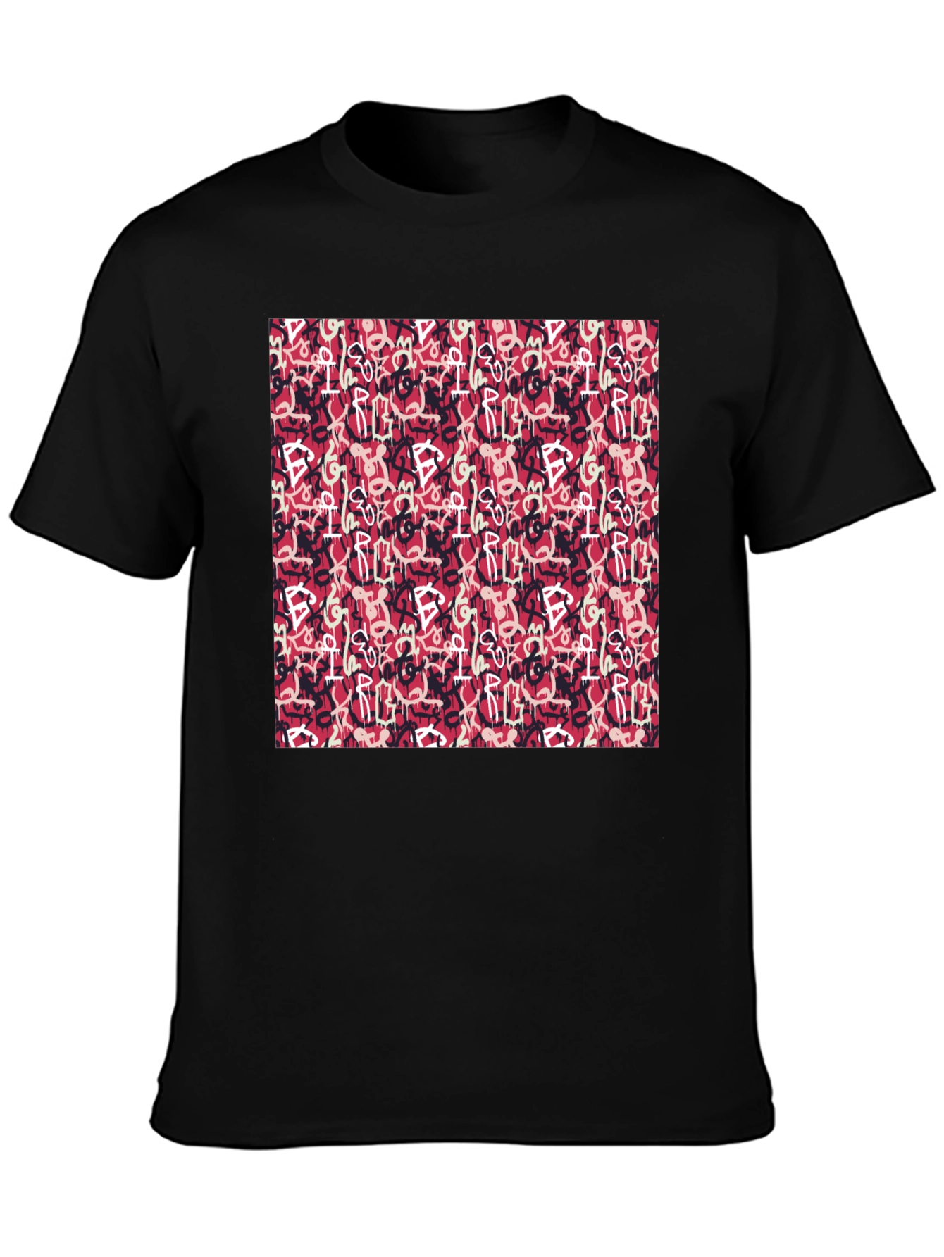 Abstract Graffiti Print Black T-Shirt