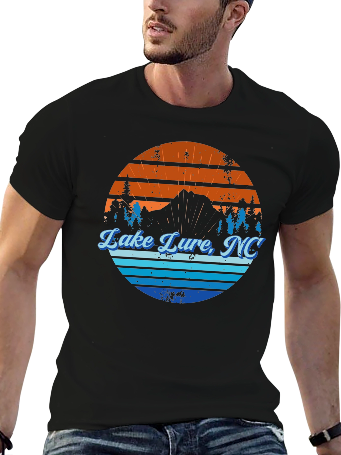 Lake Lure NC Graphic Tee - Mens Black T-Shirt