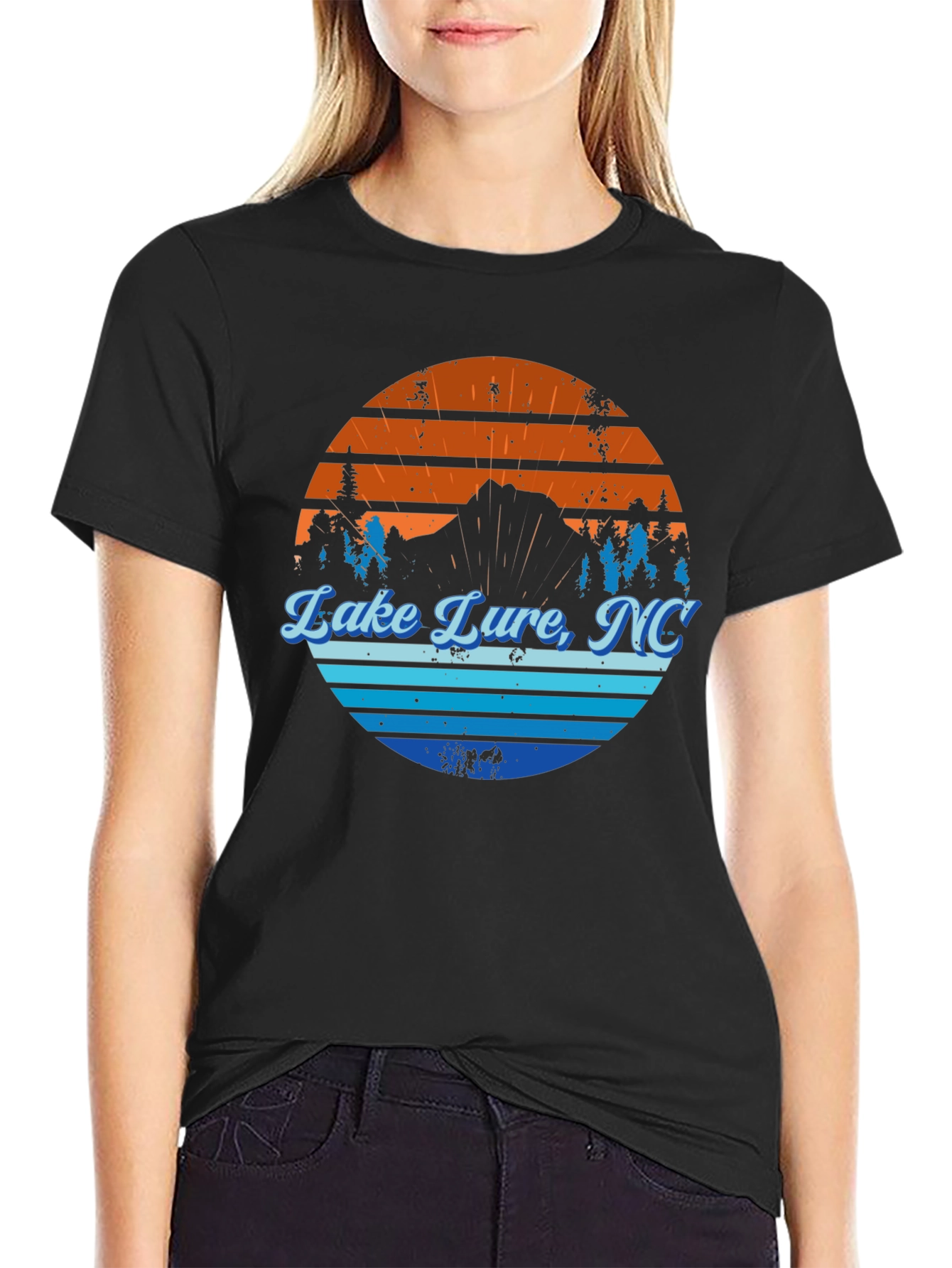 Lake Lure NC Graphic Tee - Mens Black T-Shirt