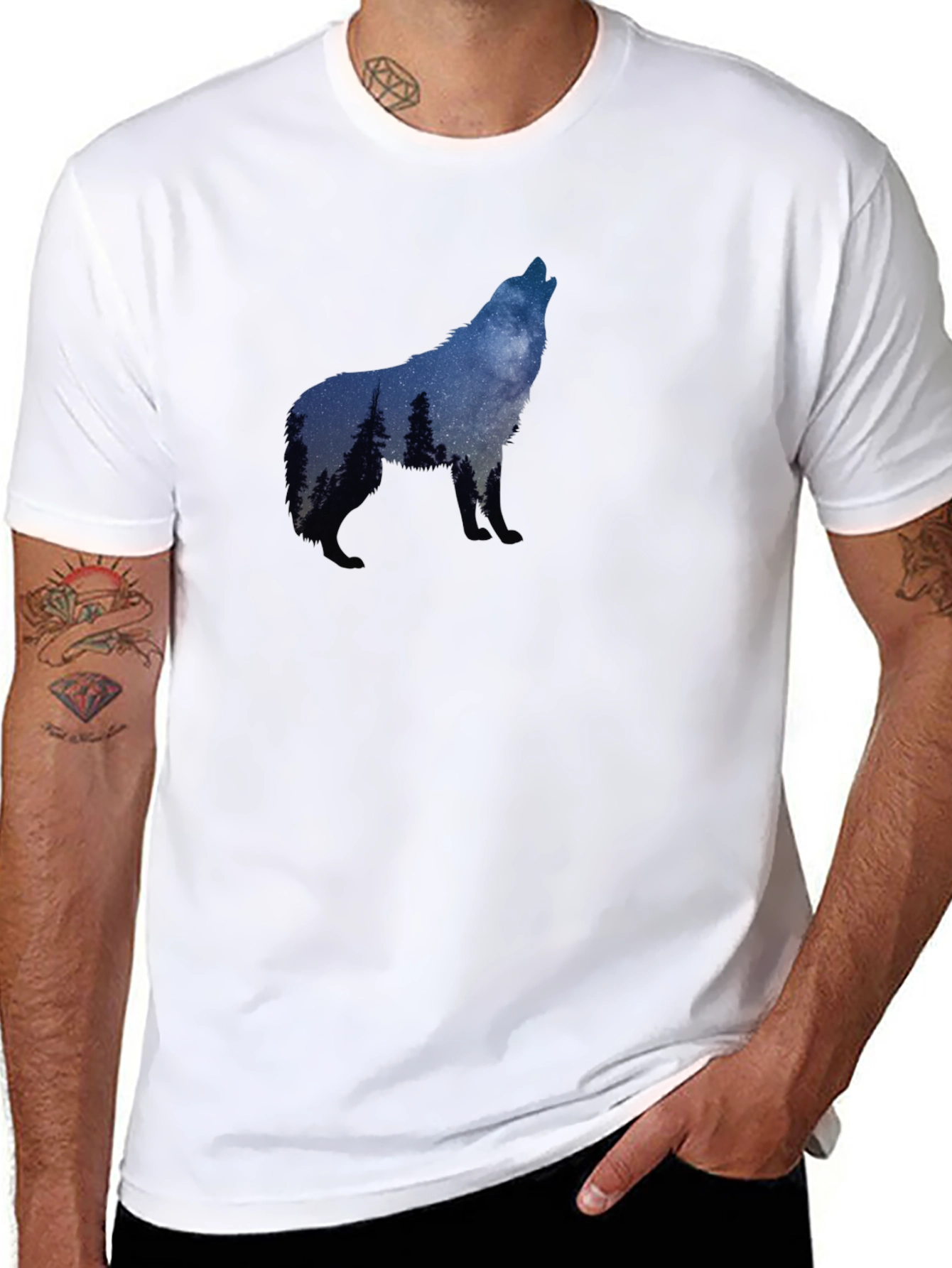 Wolf Howling Silhouette T-Shirt - Nature Graphic Tee