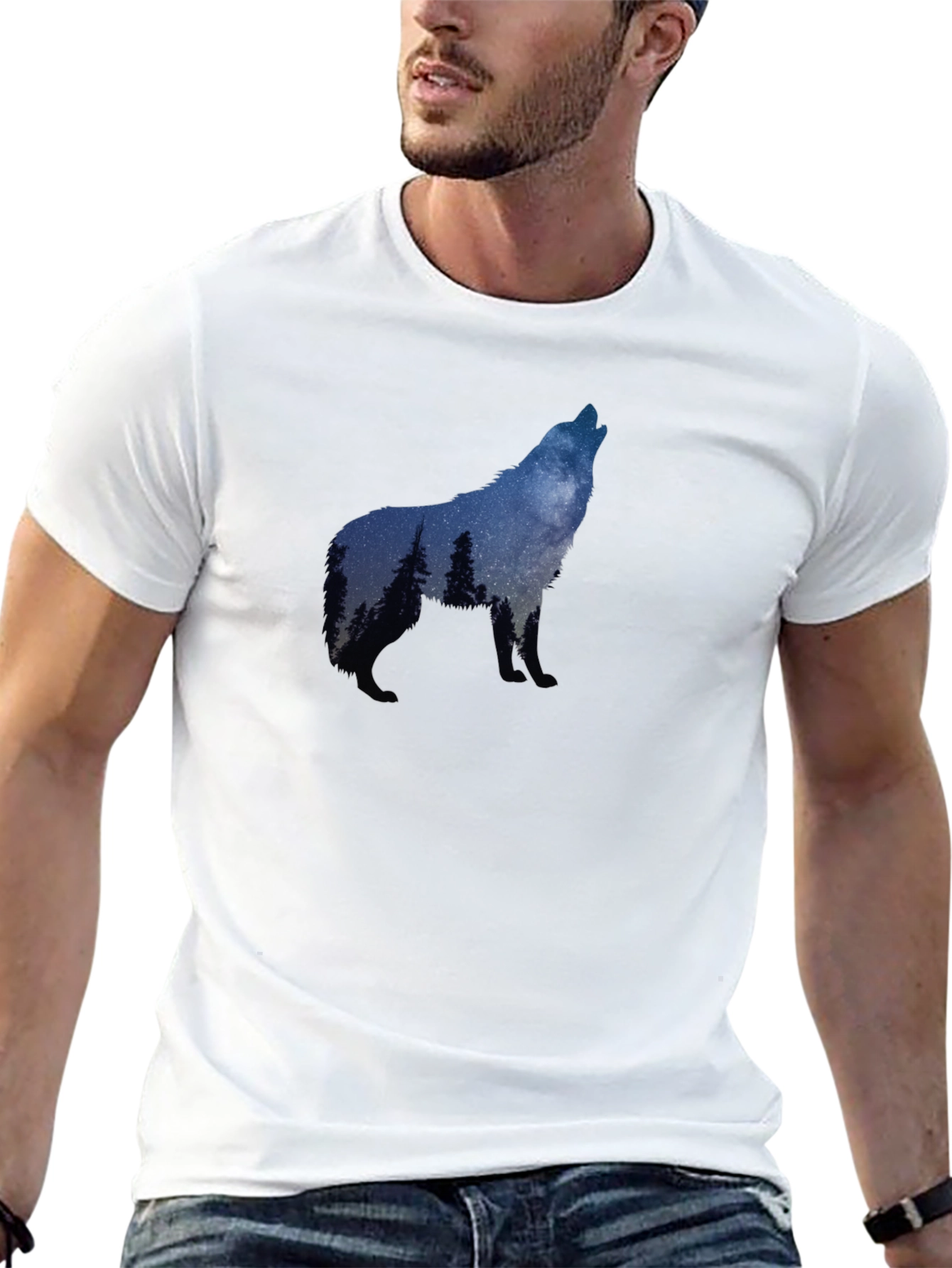 Wolf Howling Silhouette T-Shirt - Nature Graphic Tee