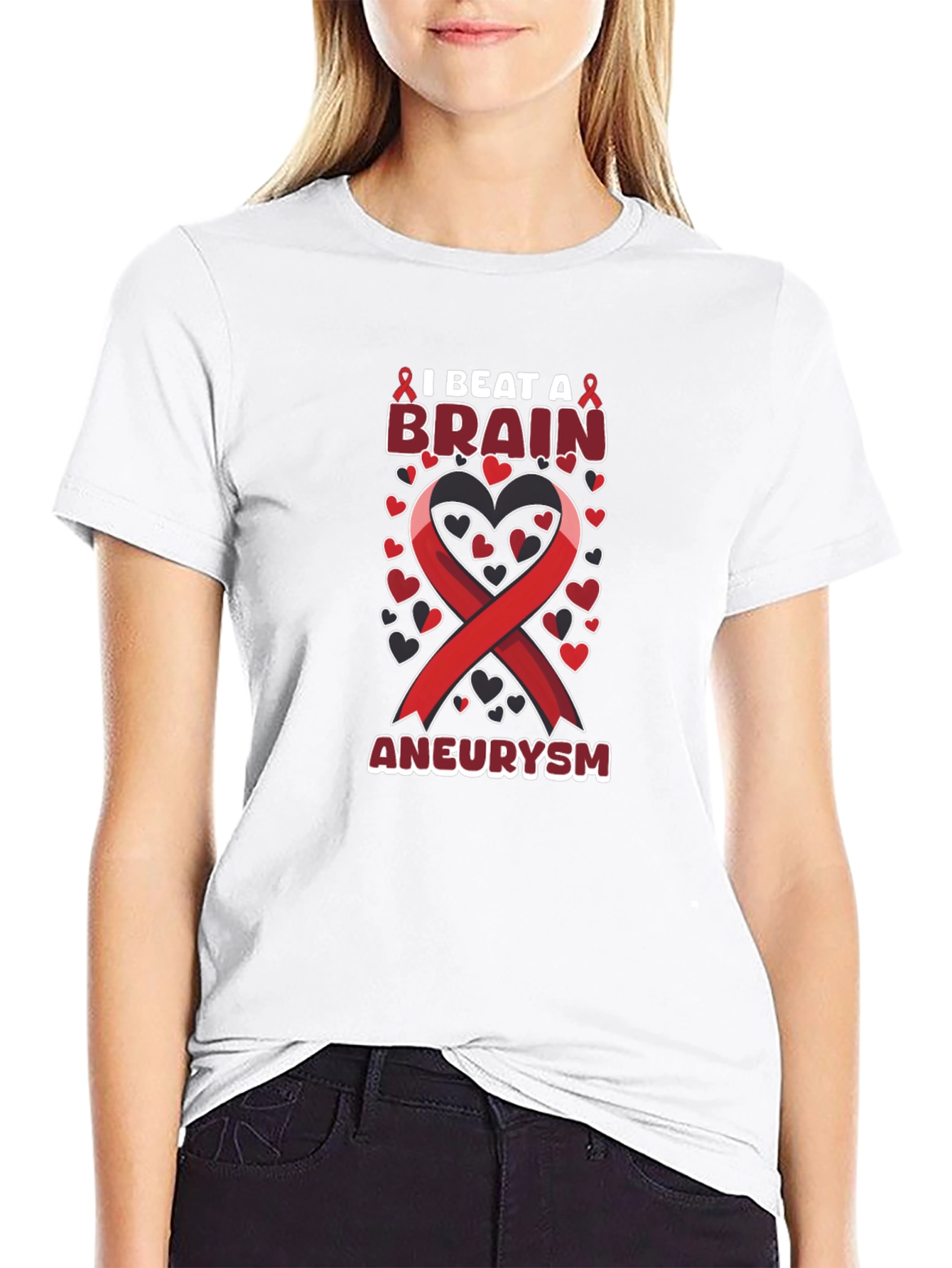 I Beat A Brain Aneurysm Ribbon T-Shirt