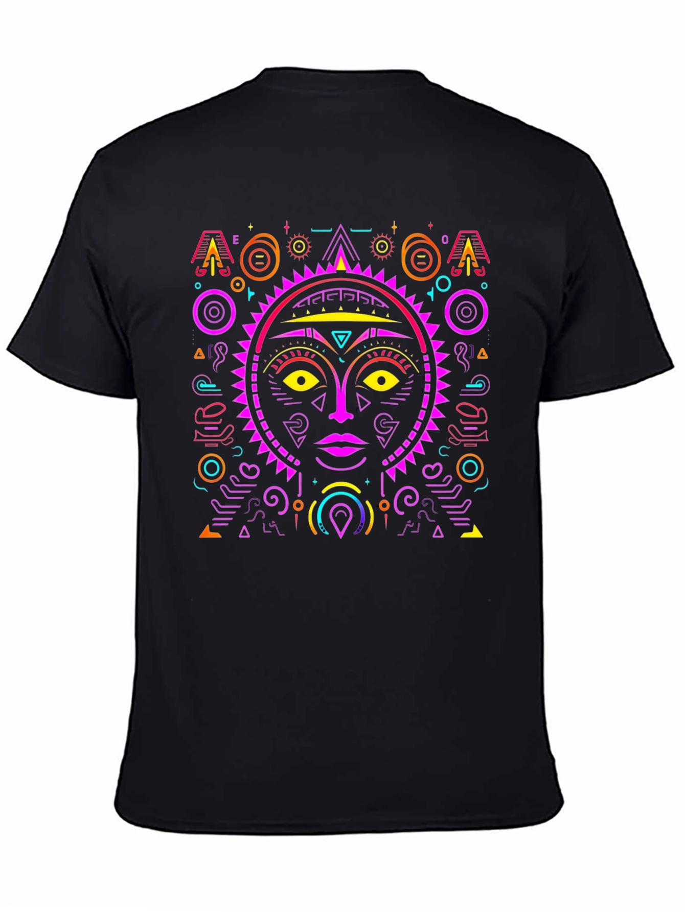 Abstract Sun Face Graphic Tee - Stylish & Unique