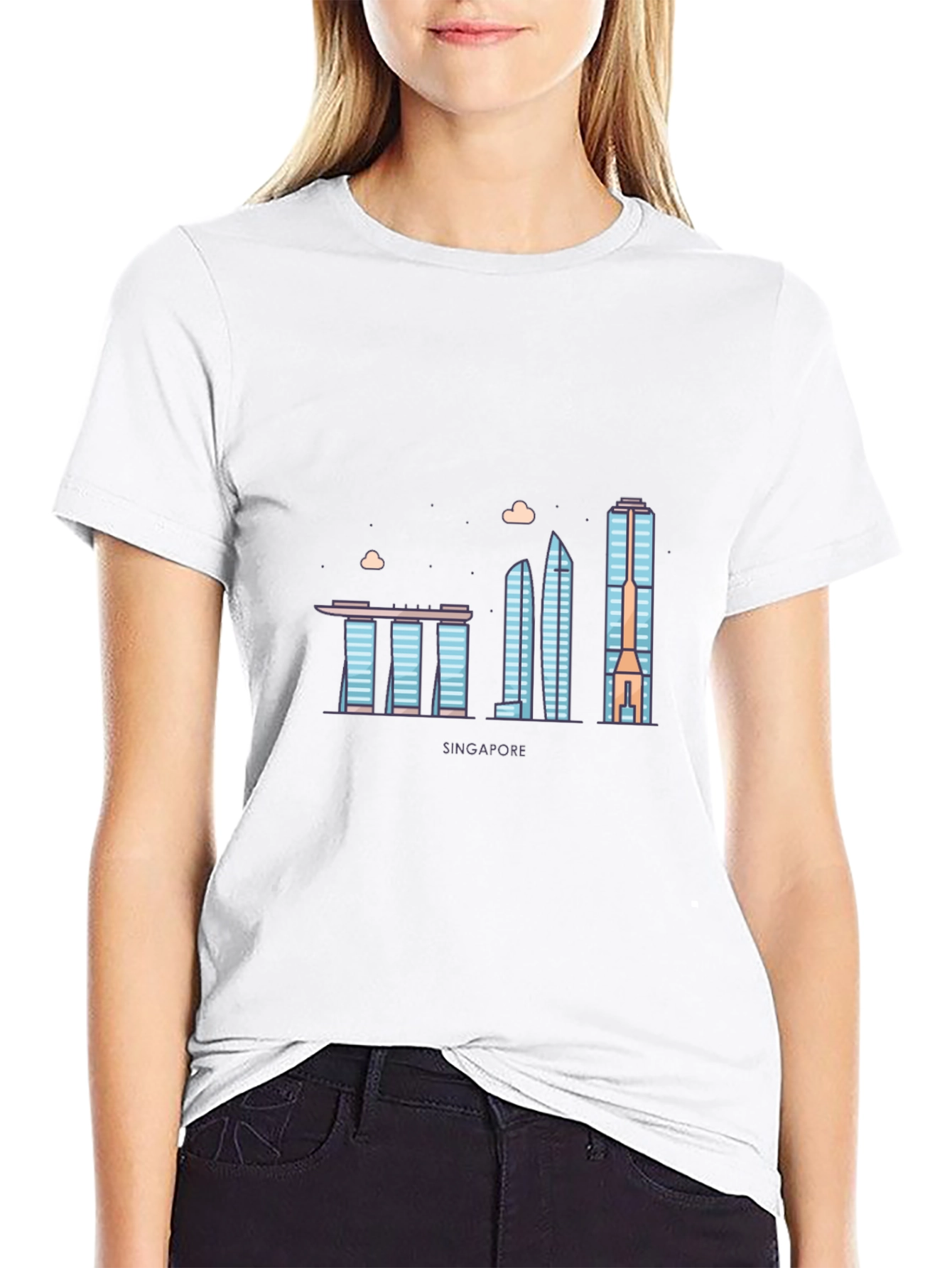 Singapore Skyline T-Shirt - Black Cityscape Tee