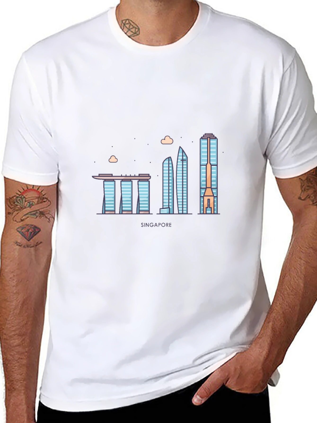 Singapore Skyline T-Shirt - Black Cityscape Tee