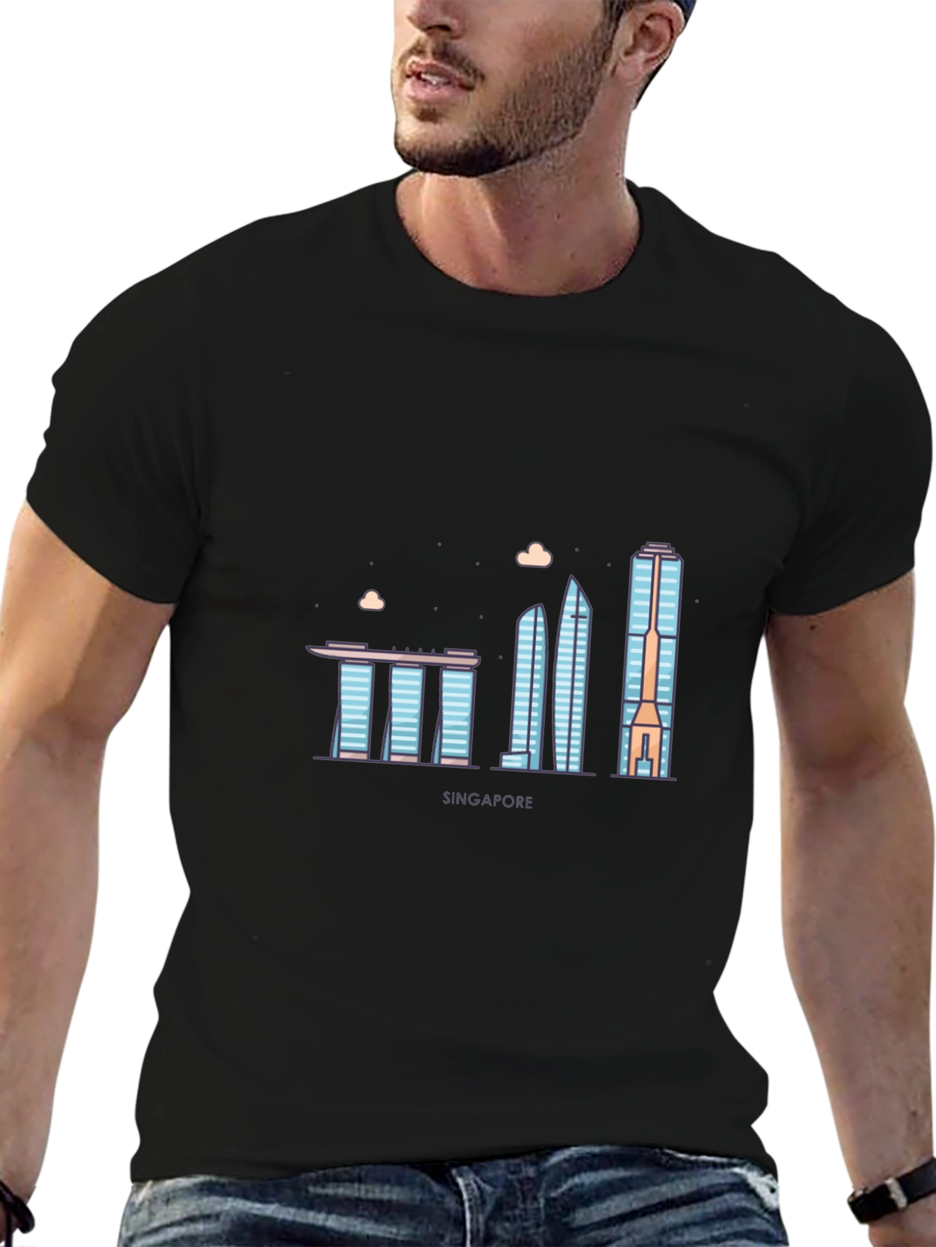 Singapore Skyline T-Shirt - Black Cityscape Tee
