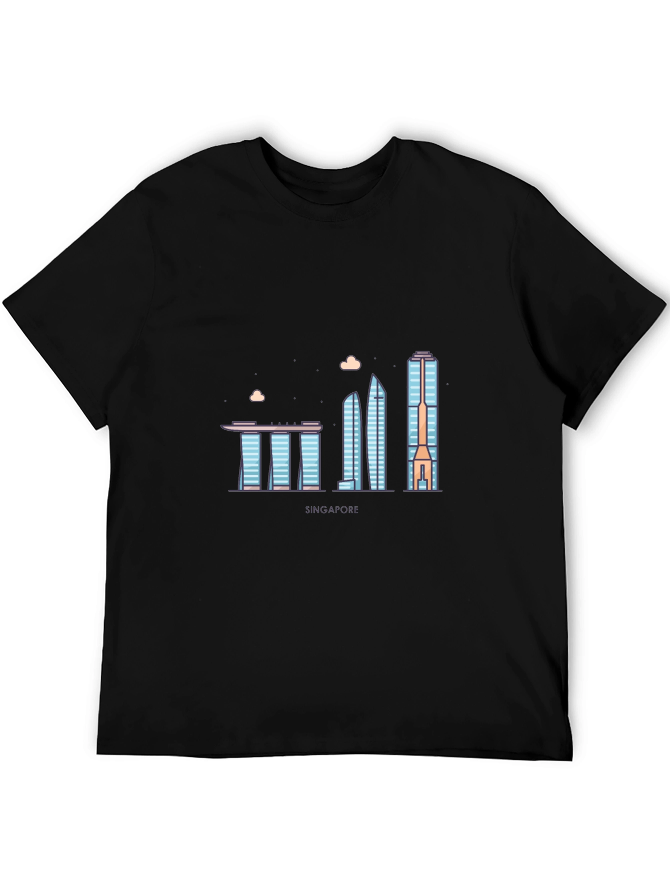Singapore Skyline T-Shirt - Black Cityscape Tee