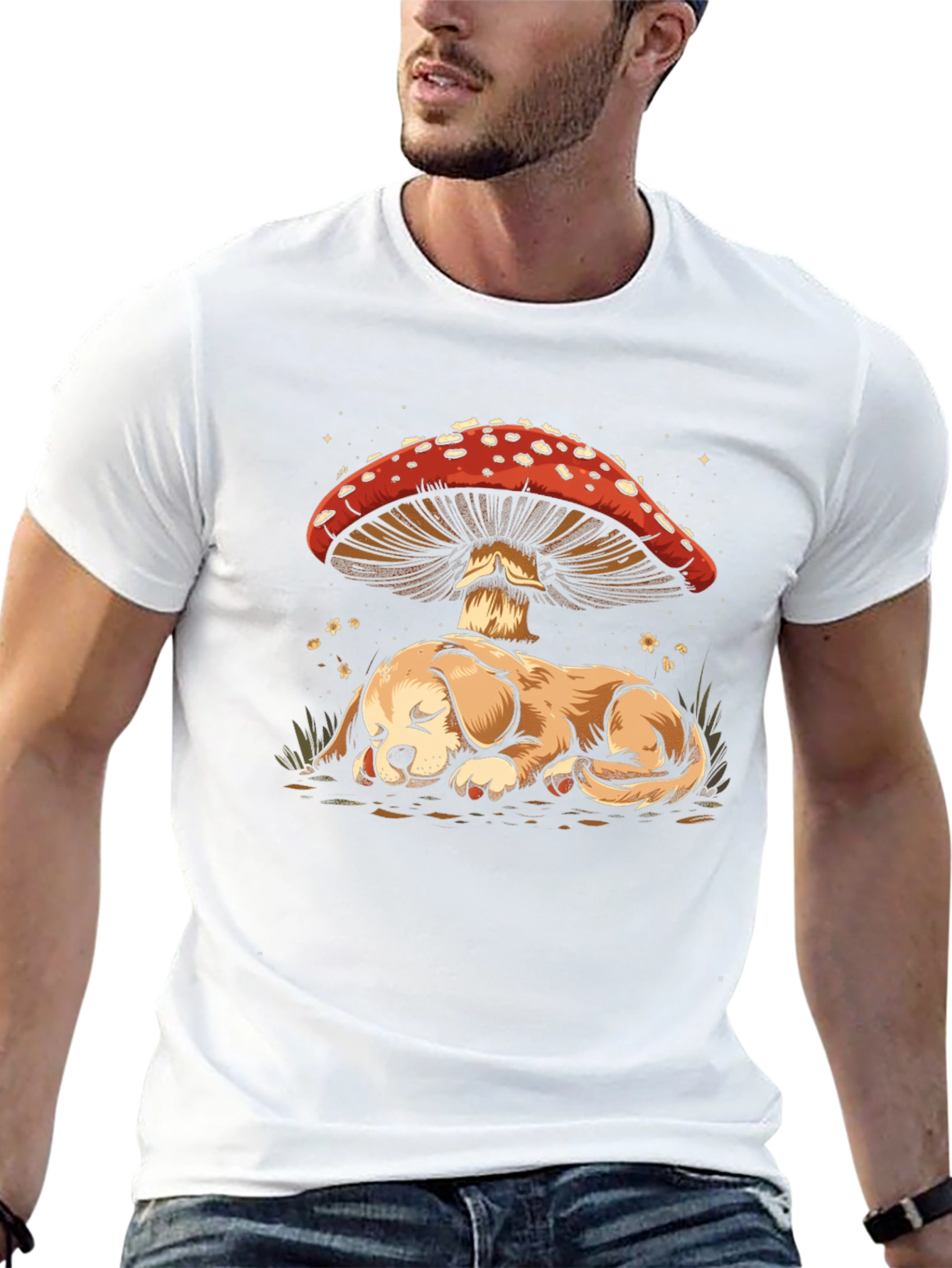 Dog Sleeping Under Mushroom T-Shirt