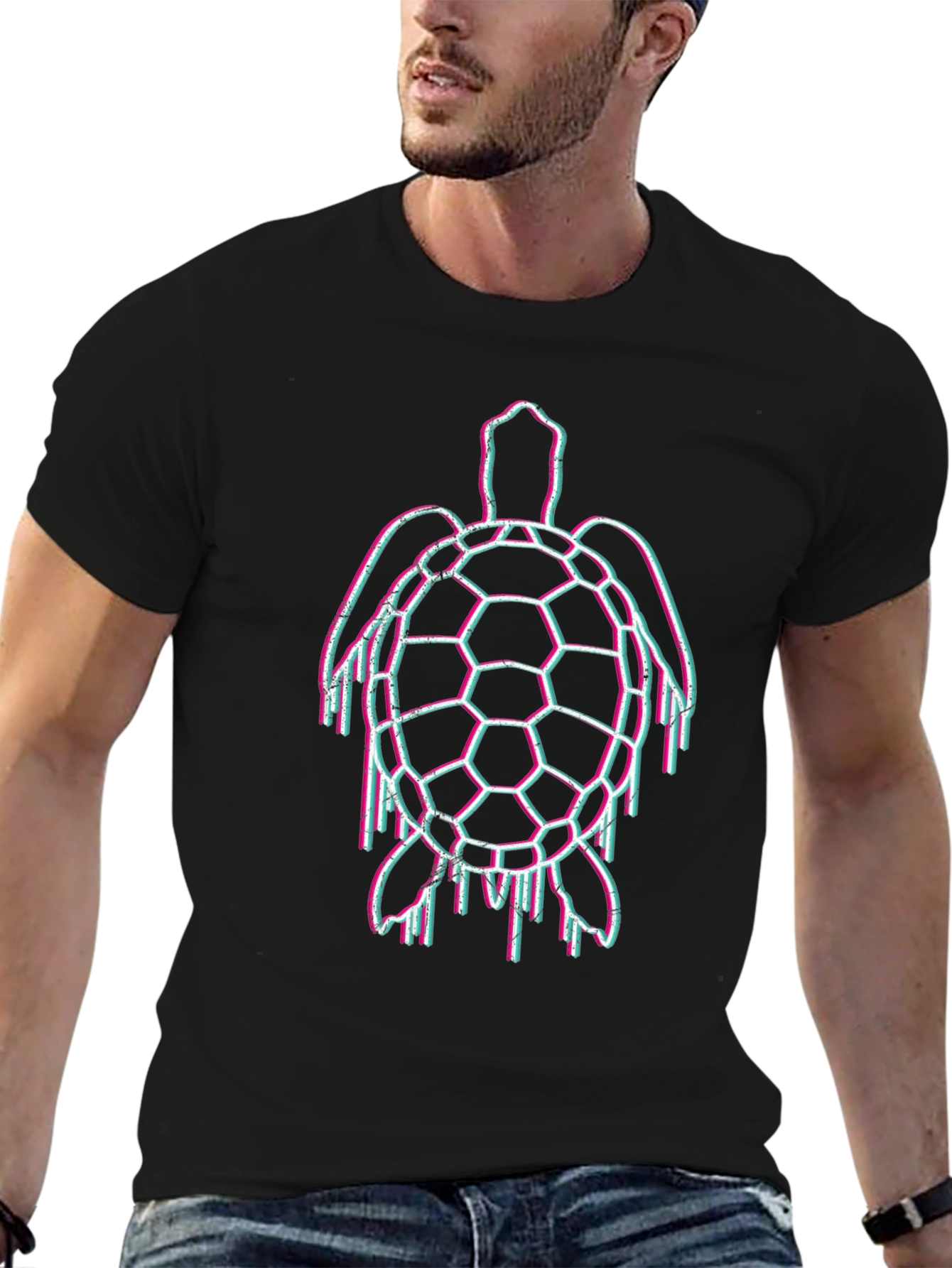 Glitch Turtle Black T-Shirt