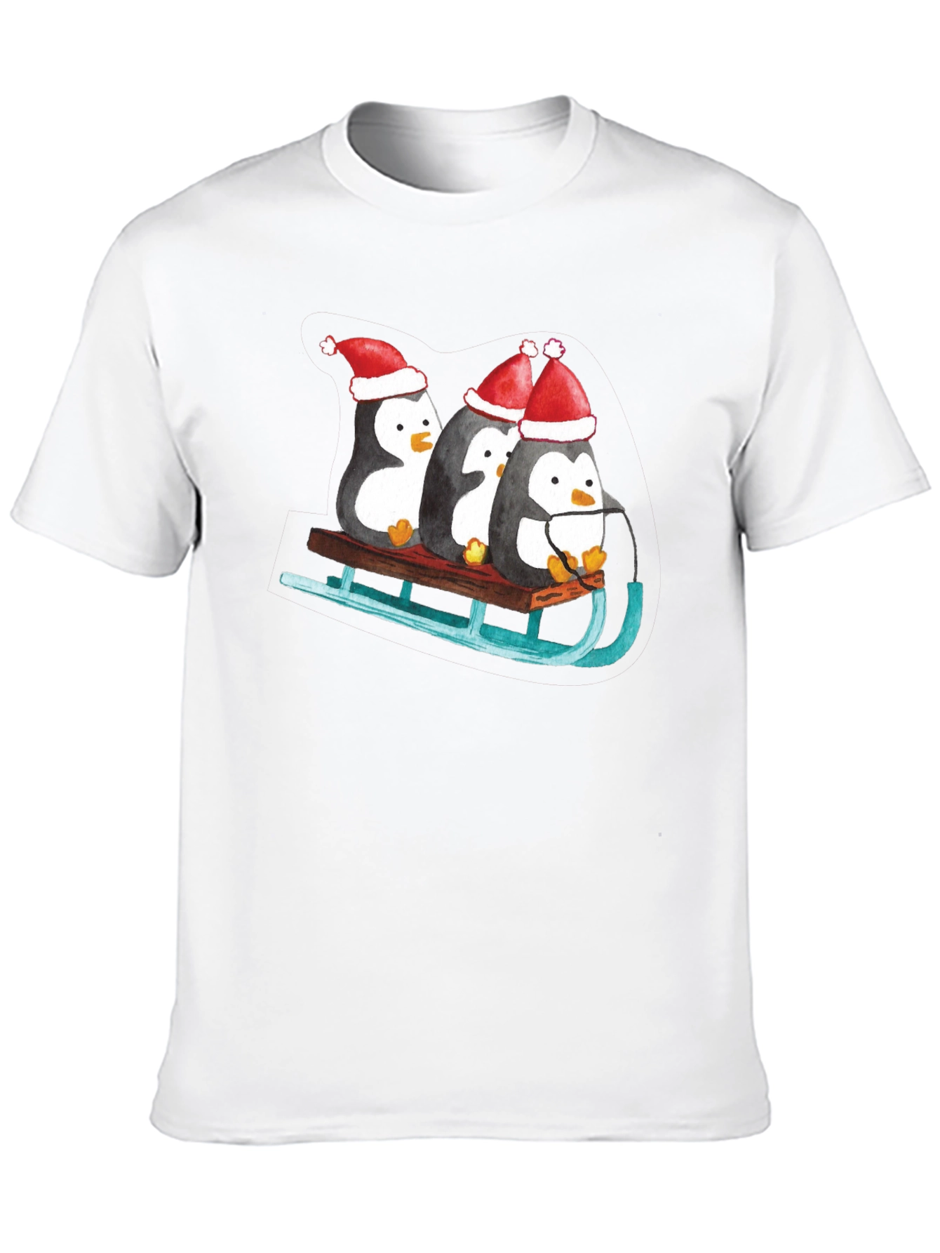 Penguin Sleigh Christmas T-Shirt