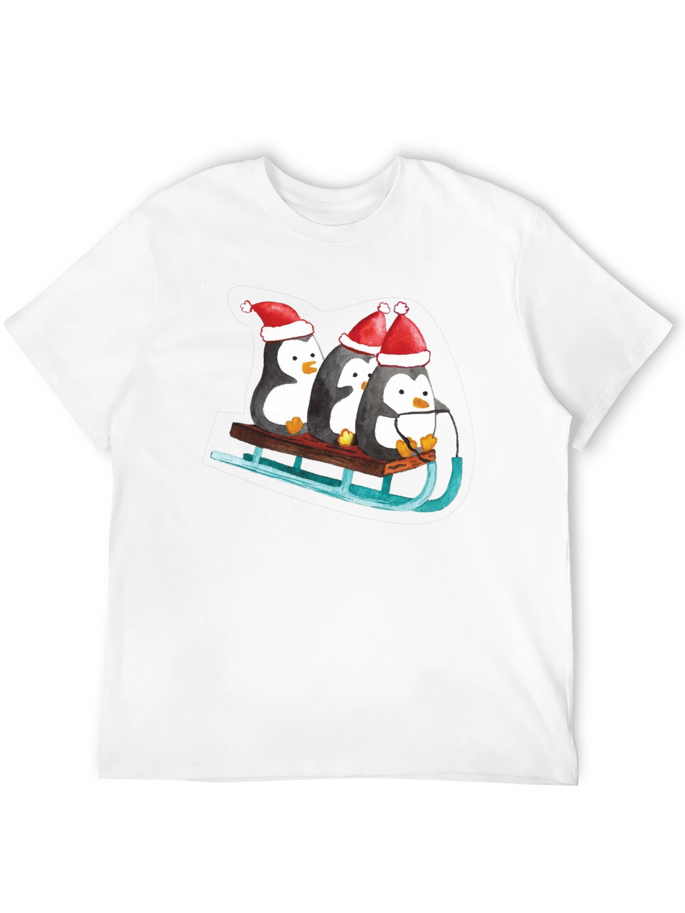 Penguin Sleigh Christmas T-Shirt