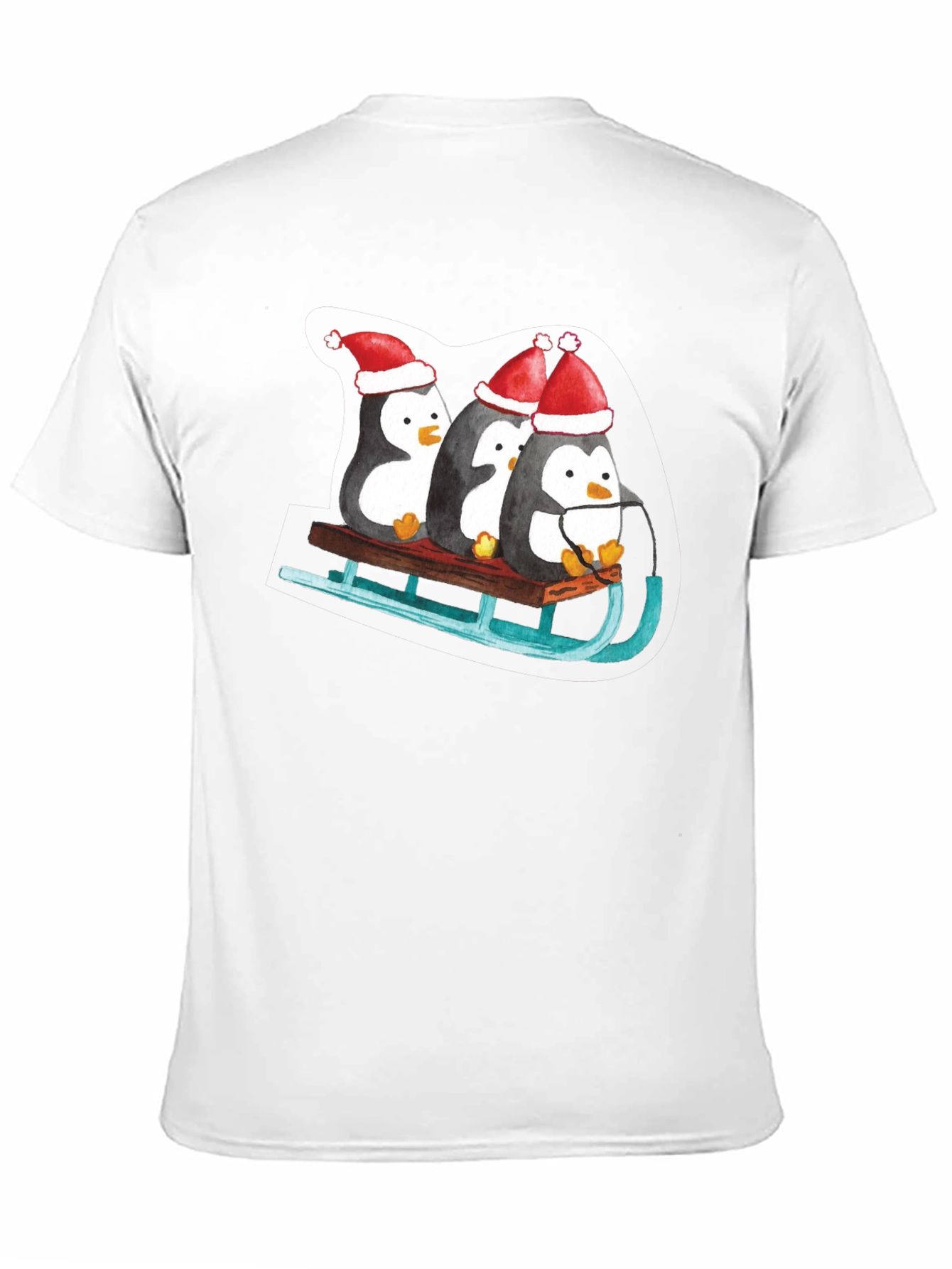 Penguin Sleigh Christmas T-Shirt
