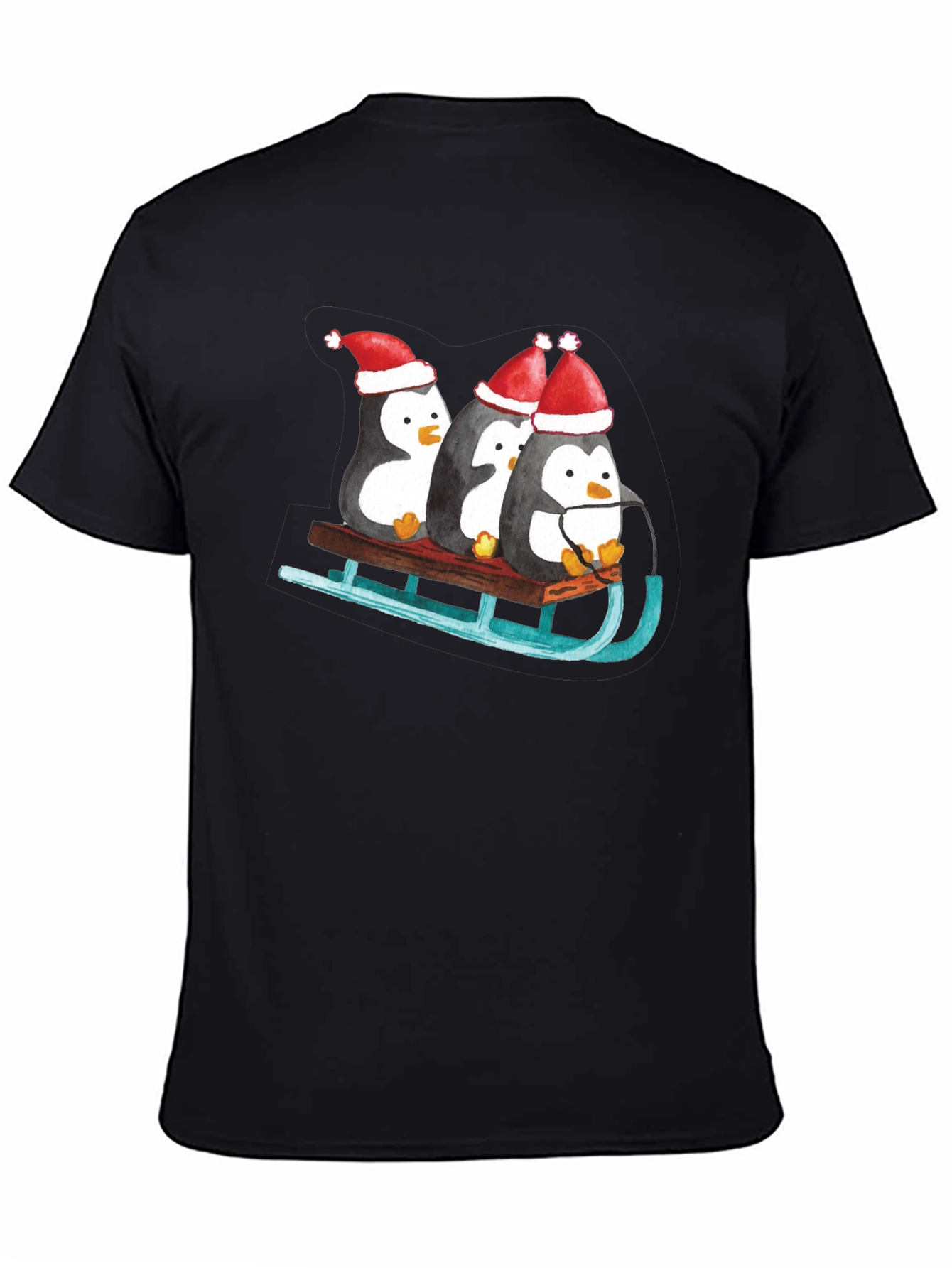 Penguin Sleigh Christmas T-Shirt
