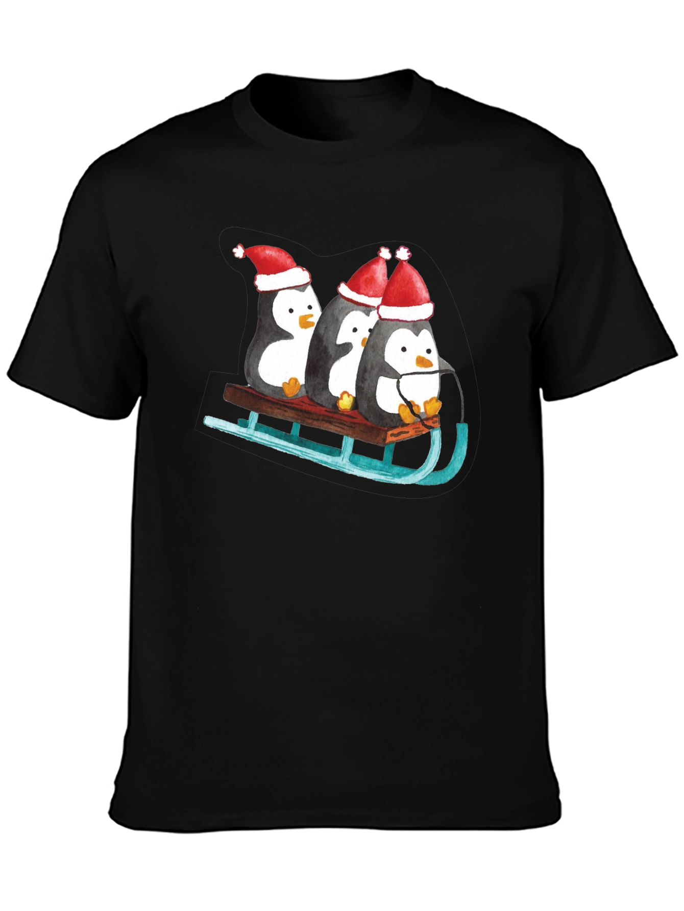 Penguin Sleigh Christmas T-Shirt
