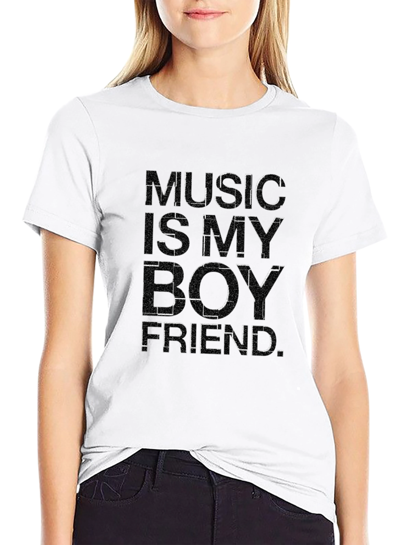 Music Is My Boyfriend Black Graphic Tee