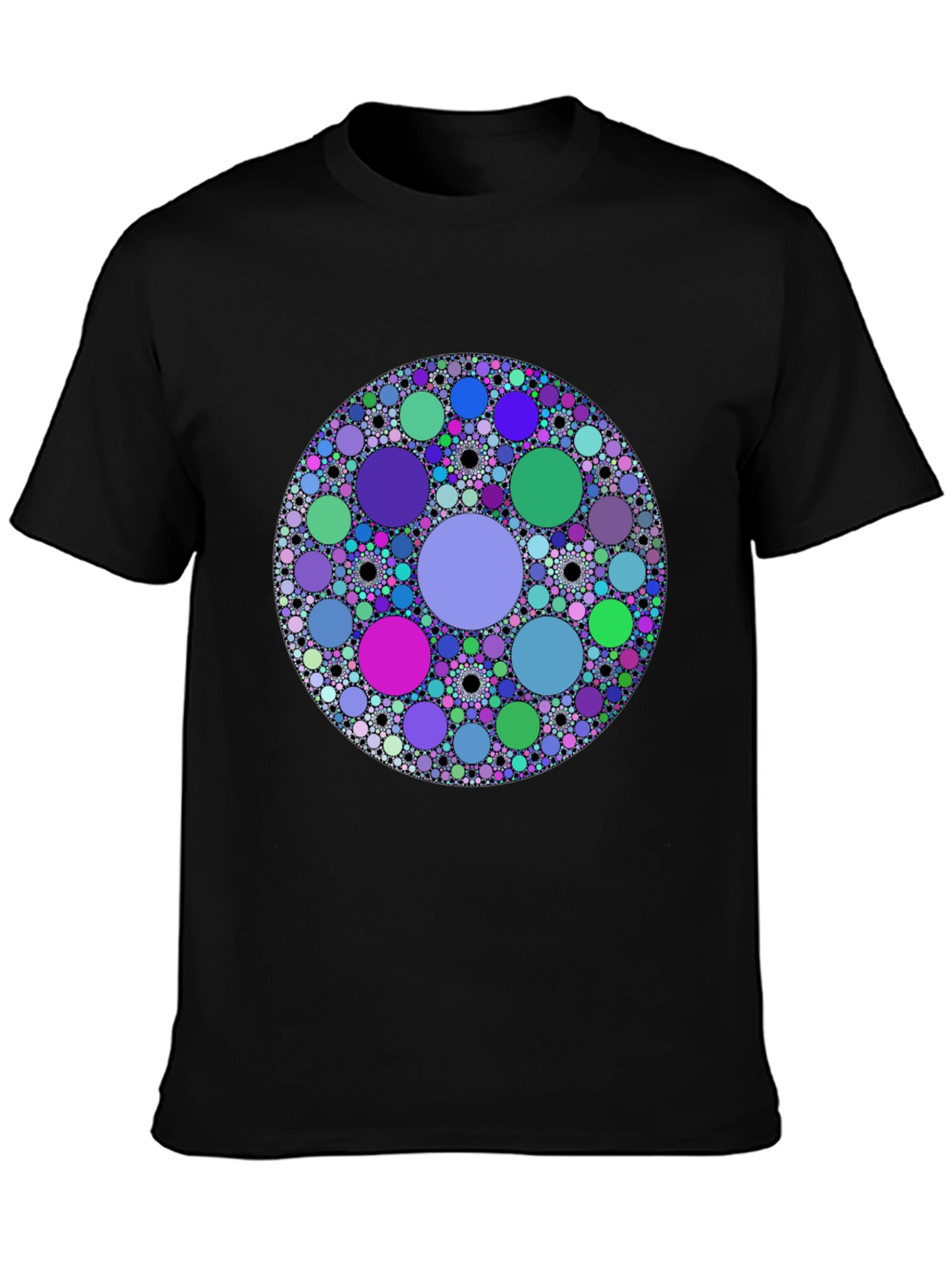 Abstract Circle Pattern Black T-Shirt